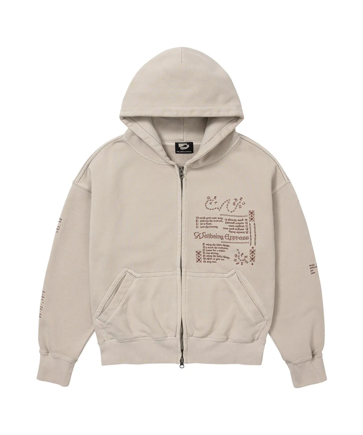 웰빙익스프레스(WELLBEING EXPRESS) Message Hoodie Zip Up Ash Beige