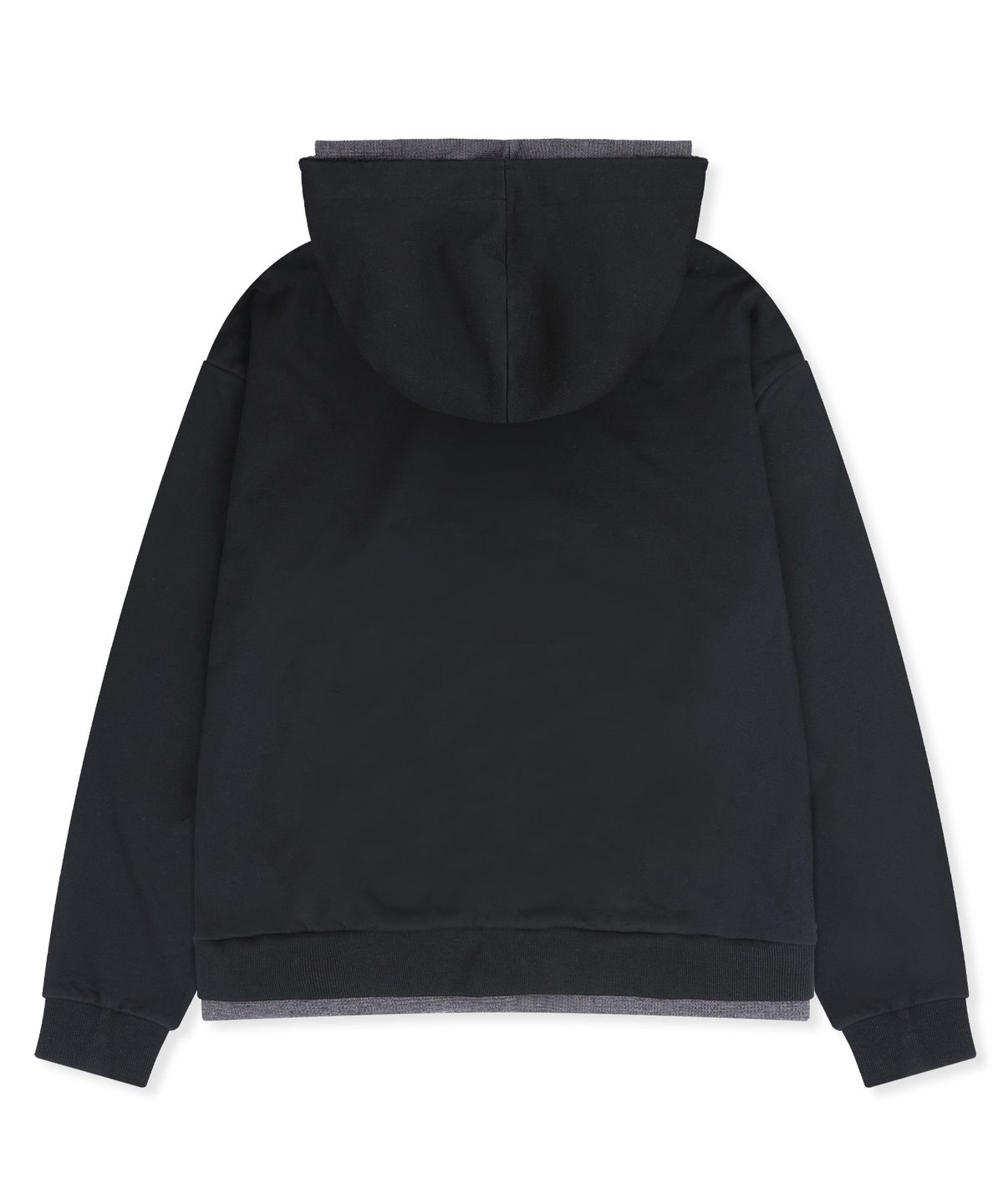 엑스톤즈(XTONZ) XTT169 핑거홀 와플 레이어드 크롭 후드 집업 (BLACK)