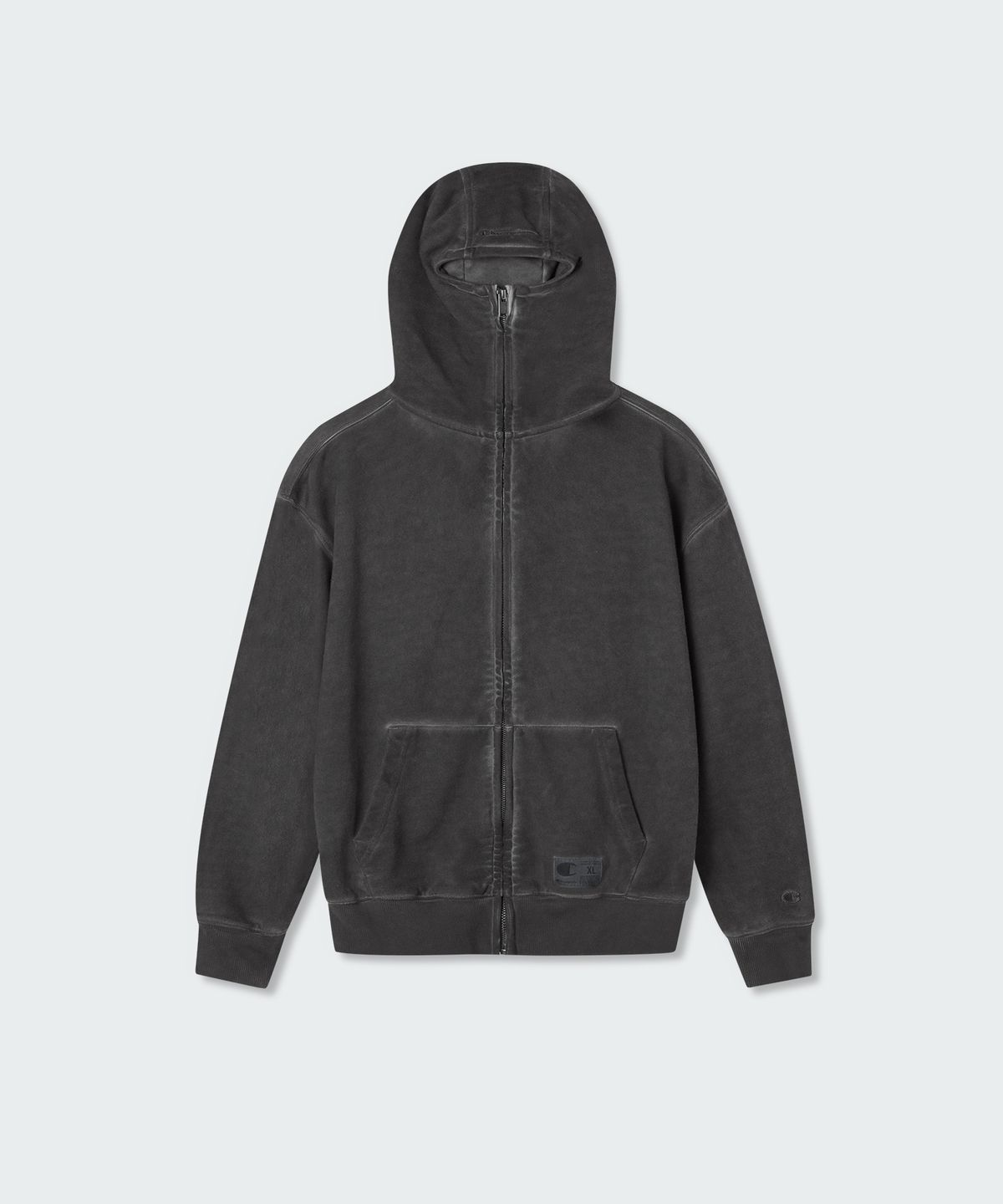 무신사 스탠다드 키즈(MUSINSA STANDARD KIDS) [챔피온 컬래버] 루나 다이드 바라클라바 후디드 스웨트 집업 [차콜 그레이]