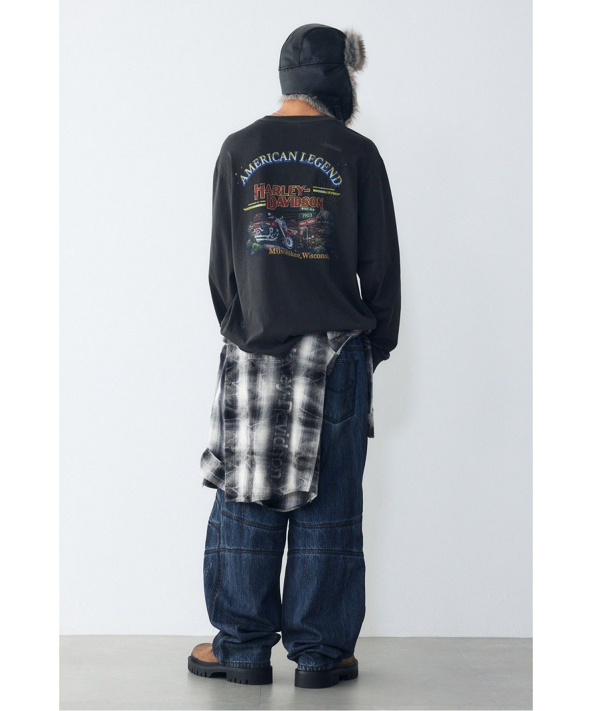 할리데이비슨 컬렉션스®(HARLEY-DAVIDSON COLLECTIONS®) [American Vintage] 아메리칸 투어 롱슬리브 티셔츠 챠콜_HH16311008