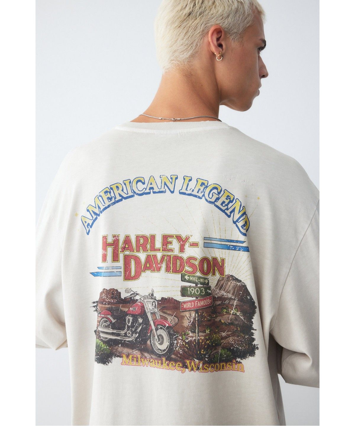 할리데이비슨 컬렉션스®(HARLEY-DAVIDSON COLLECTIONS®) [American Vintage] 아메리칸 투어 롱슬리브 티셔츠 아이보리_HH16311008