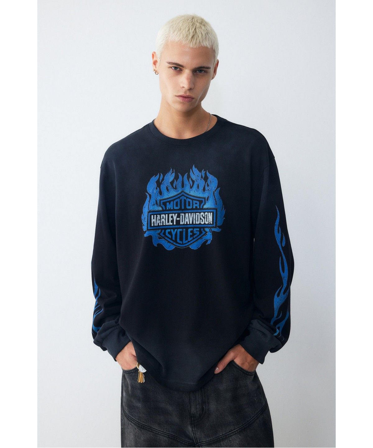 할리데이비슨 컬렉션스®(HARLEY-DAVIDSON COLLECTIONS®) [American Vintage] 플레임 B&S 롱슬리브 티셔츠 블랙_HH16311007