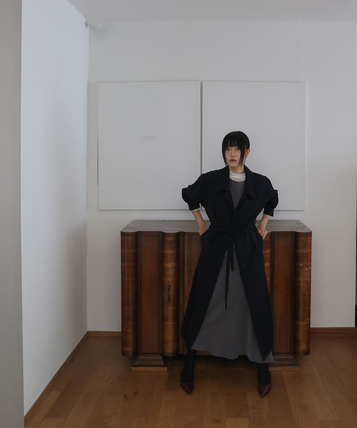 린테(LYNTE) Fluid Cupra Coat (Black)