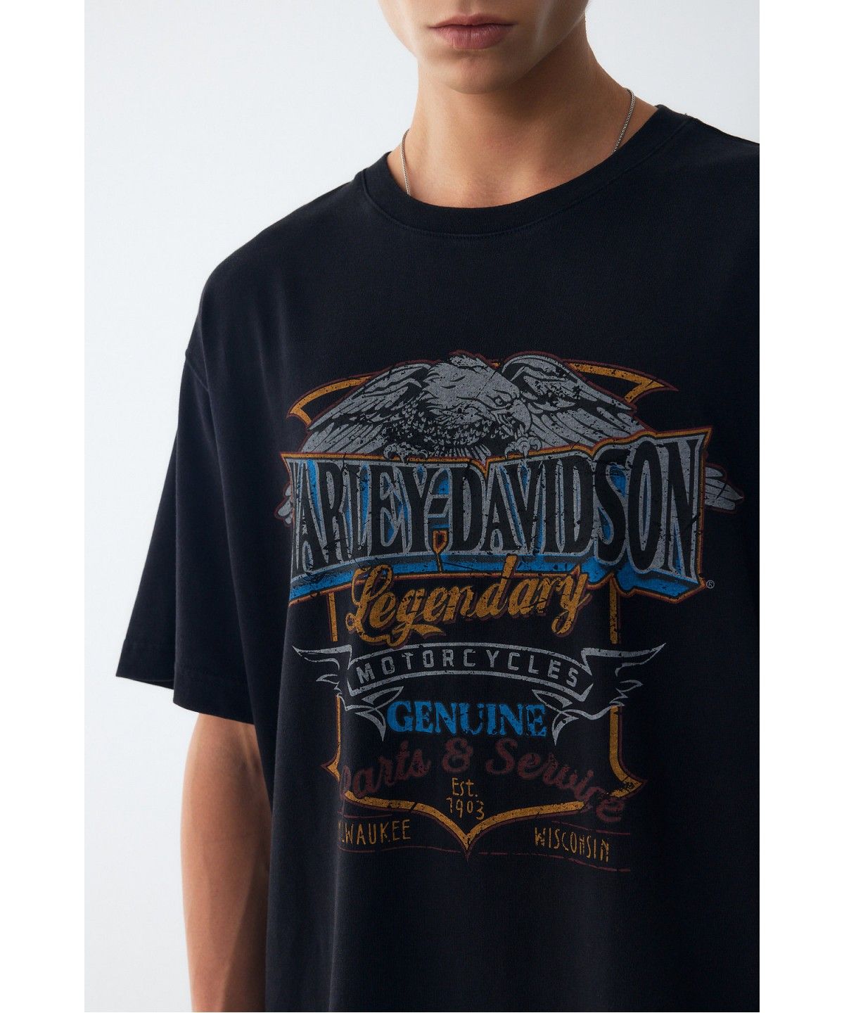 할리데이비슨 컬렉션스®(HARLEY-DAVIDSON COLLECTIONS®) [American Vintage] 레전더리 이글 반팔 티셔츠 블랙_HH16311006