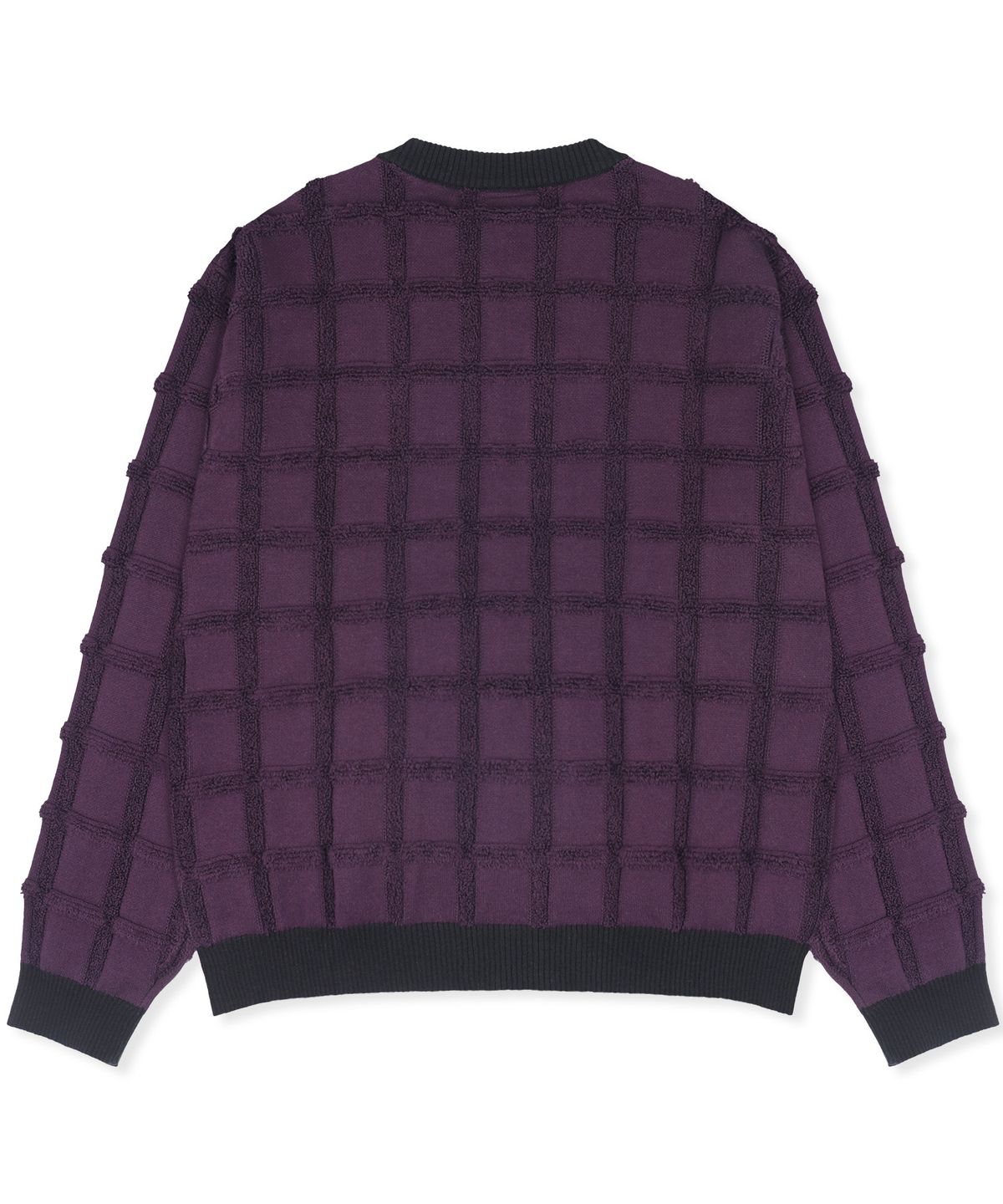 엑스톤즈(XTONZ) XTK185 투톤 스퀘어 크롭 니트 집업 (PURPLE)