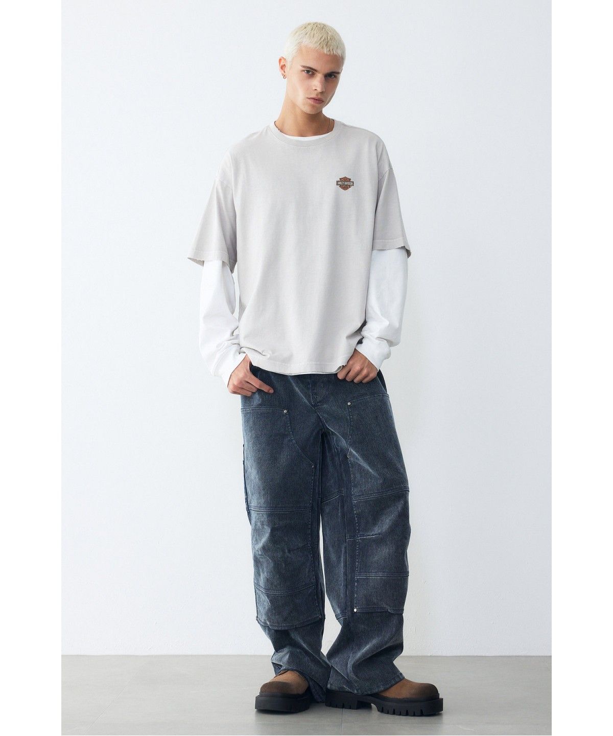 할리데이비슨 컬렉션스®(HARLEY-DAVIDSON COLLECTIONS®) [American Vintage] 1903 B&S 디스트레스드 반팔 티셔츠 라이트 바이올렛_HH16311005