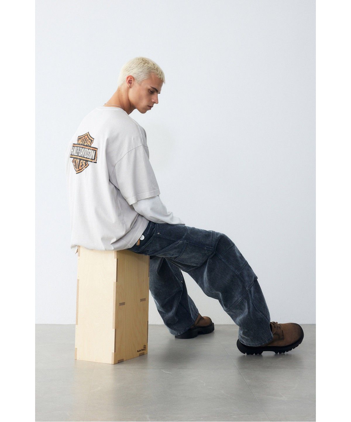 할리데이비슨 컬렉션스®(HARLEY-DAVIDSON COLLECTIONS®) [American Vintage] 1903 B&S 디스트레스드 반팔 티셔츠 라이트 바이올렛_HH16311005
