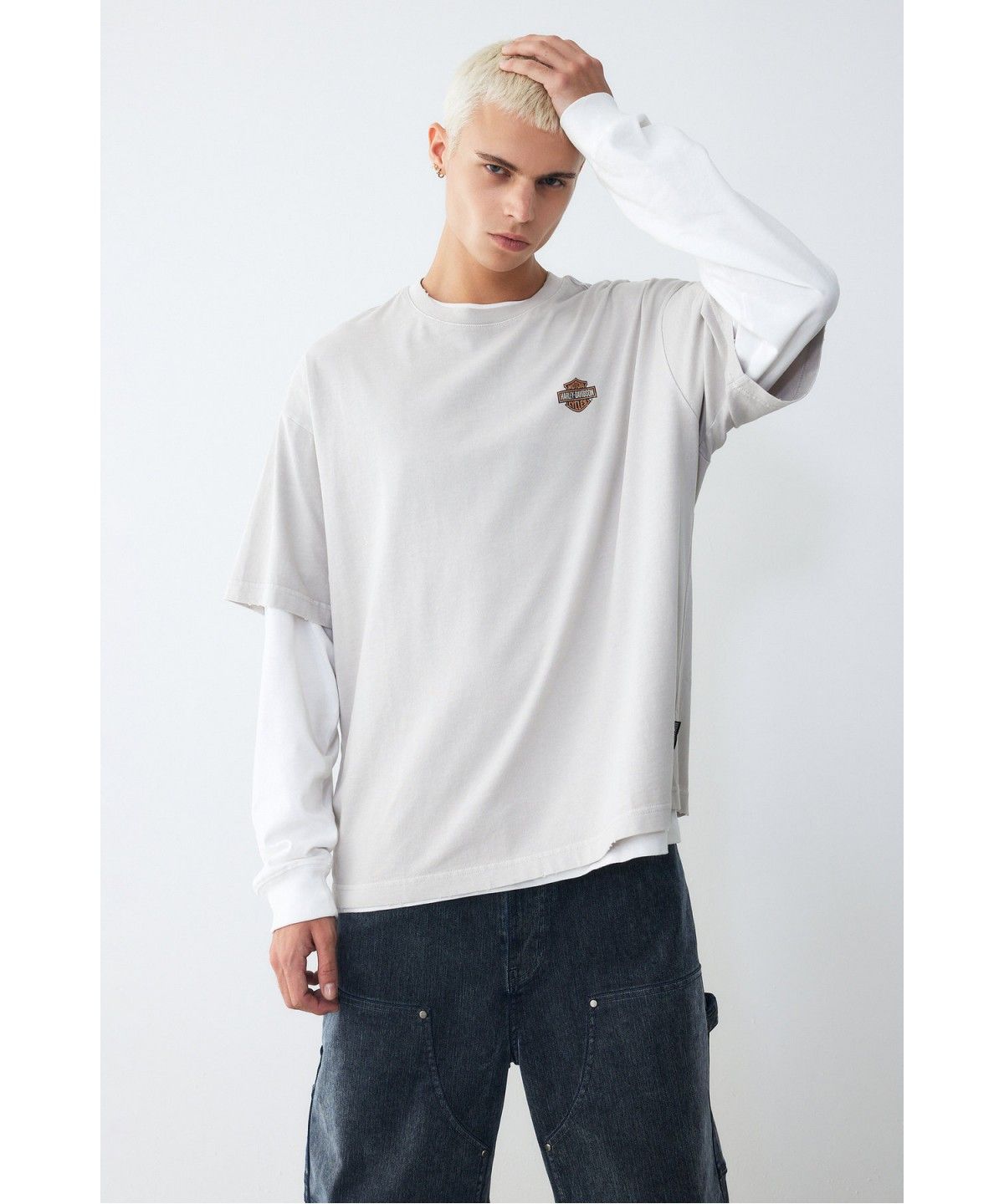 할리데이비슨 컬렉션스®(HARLEY-DAVIDSON COLLECTIONS®) [American Vintage] 1903 B&S 디스트레스드 반팔 티셔츠 라이트 바이올렛_HH16311005