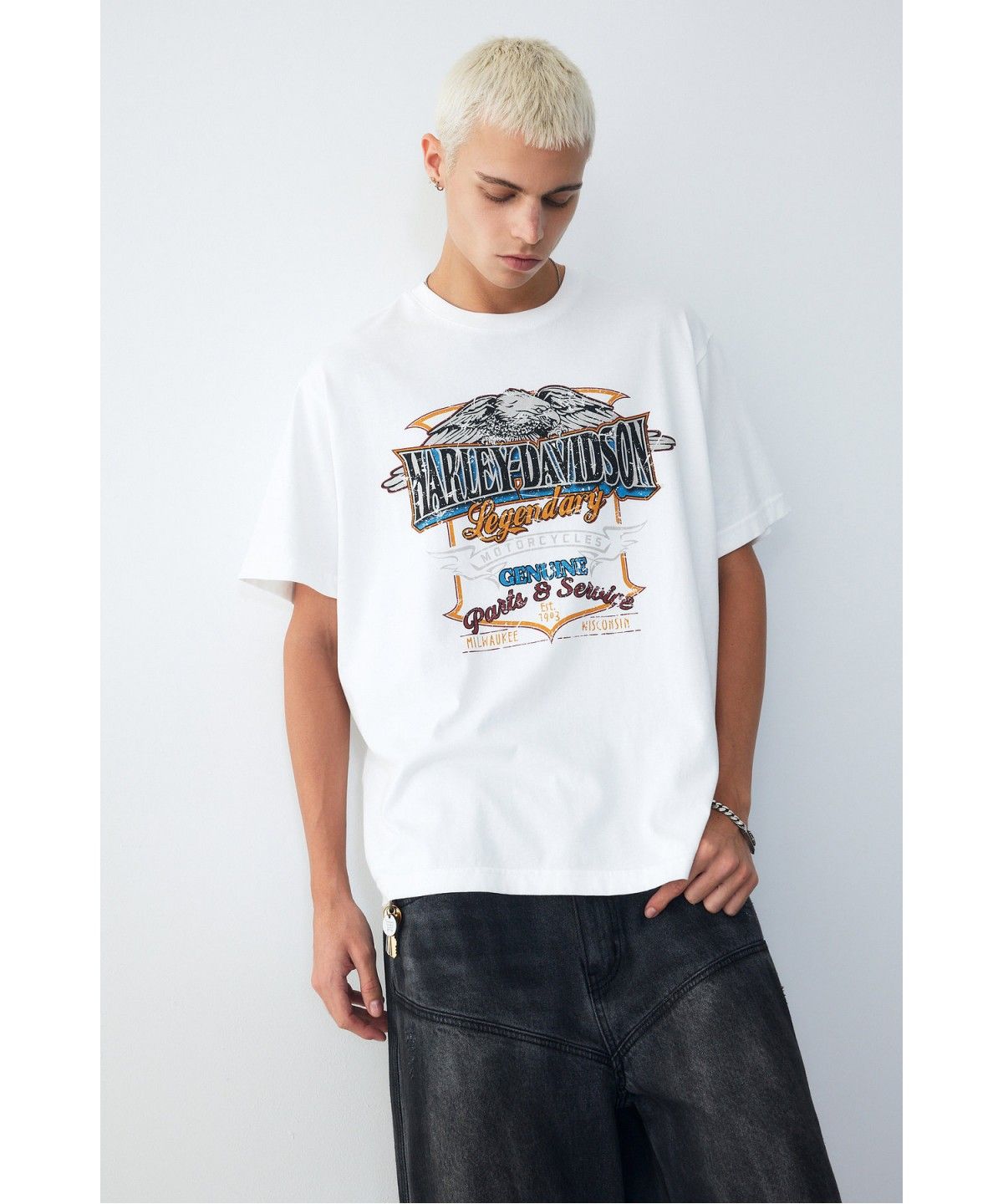 할리데이비슨 컬렉션스®(HARLEY-DAVIDSON COLLECTIONS®) [American Vintage] 레전더리 이글 반팔 티셔츠 화이트_HH16311006