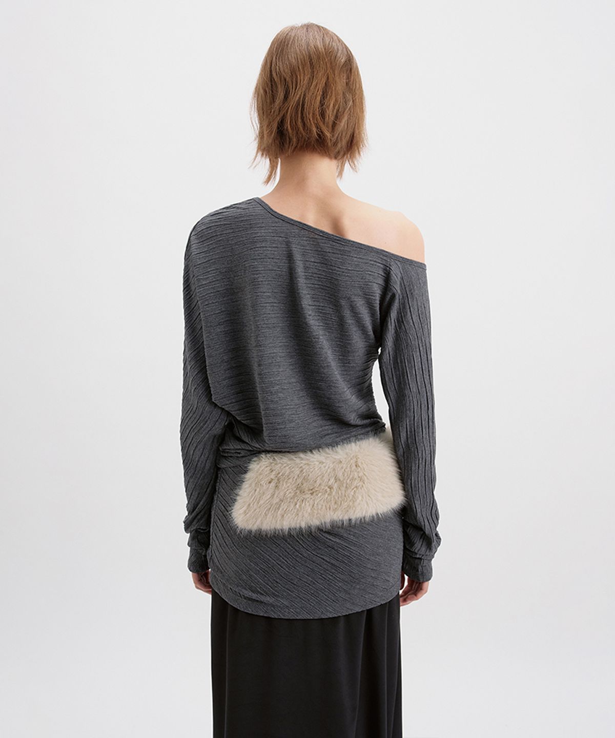 시메트릭 퍼센트(SYMMETRICPERCENT) Unbalance Pleated Top / Grey