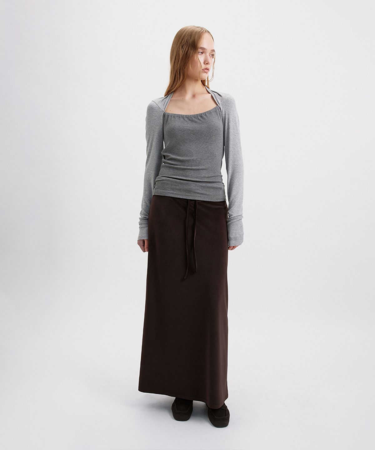 시메트릭 퍼센트(SYMMETRICPERCENT) Two-Way Bolero Top / Melange Grey