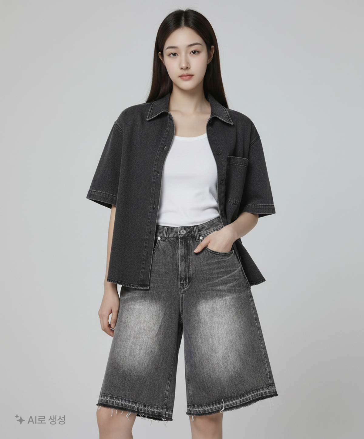 세터(SATUR) 가봉 데님 버뮤다 팬츠 뉴트로 블랙 S