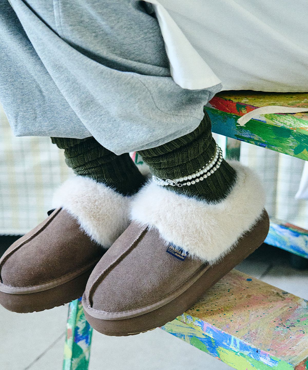 락피쉬웨더웨어(ROCKFISH WEATHERWEAR) CLOUDY PLATFORM FUR MULES - 5 colors