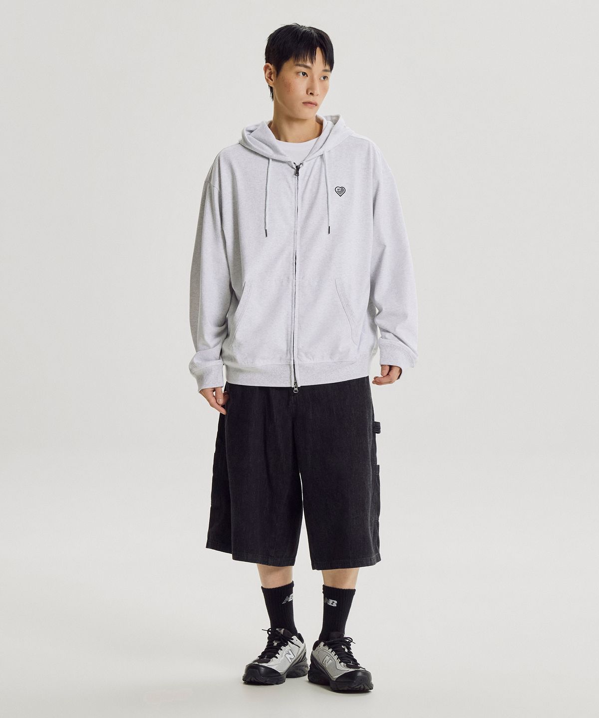 뉴발란스(NEW BALANCE) NBMDG4A013 / MINIMAL HEART COLLECTION 헤리티지 경량 후드집업 (A/GRAY)