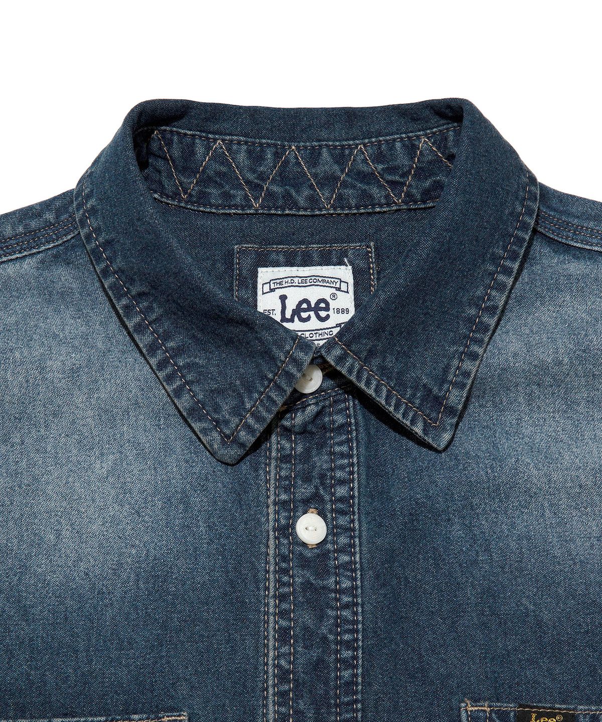 리(LEE) 투포켓 데님 워싱 셔츠 인디고 미듐