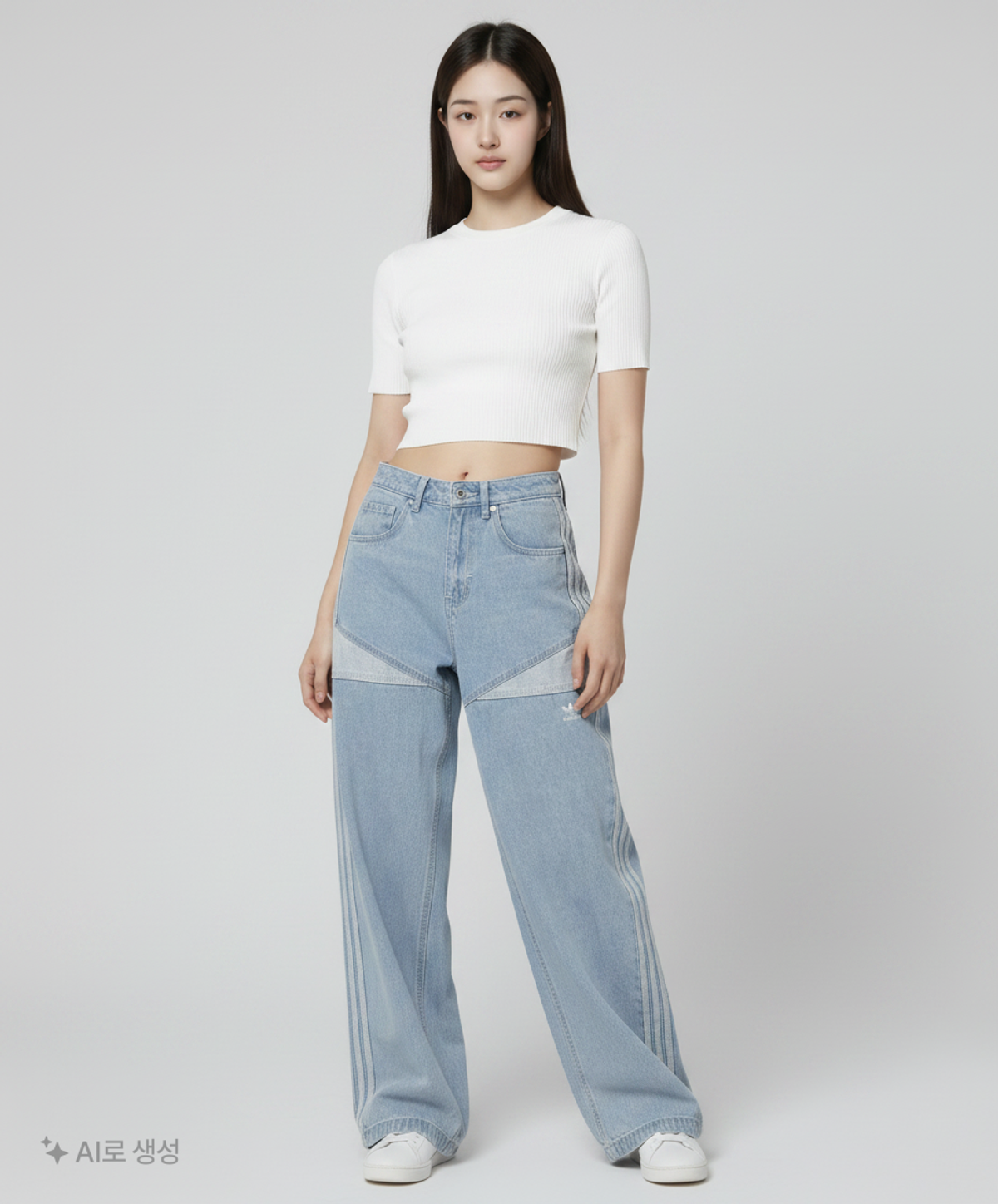 아디다스(ADIDAS) 데님 팬츠 W - 블루 / HU1638 XS