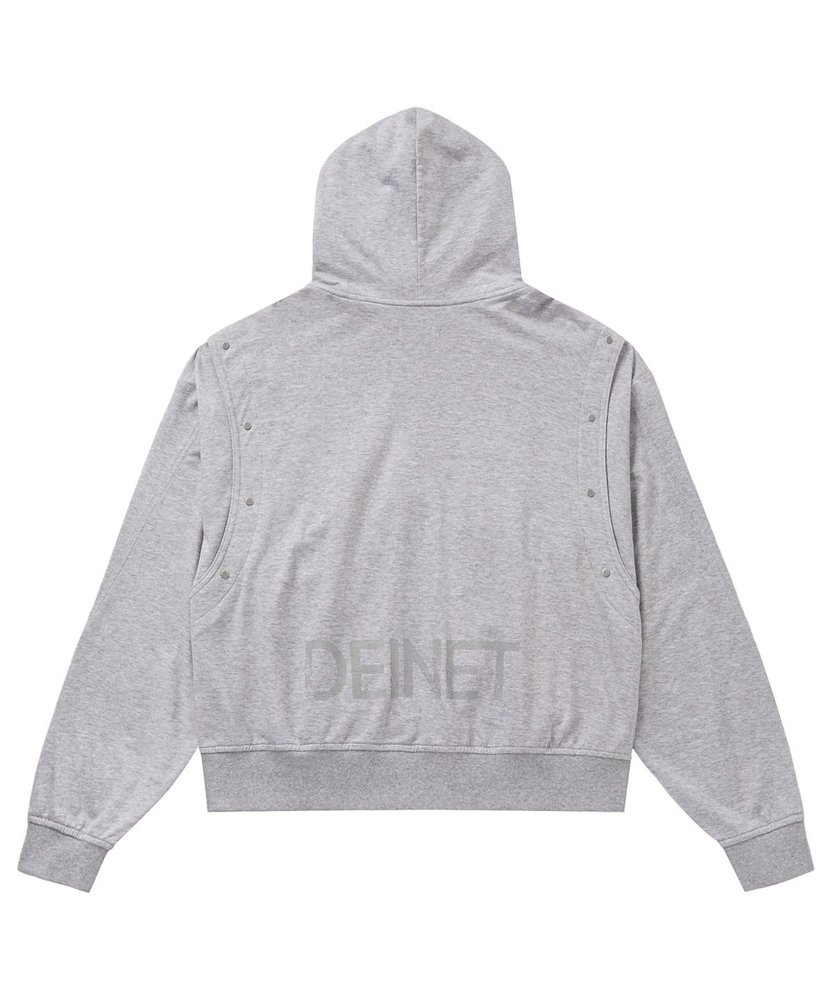 다이닛(DEINET) METAL DETAIL HOOD ZIP UP IN MELANGE GREY
