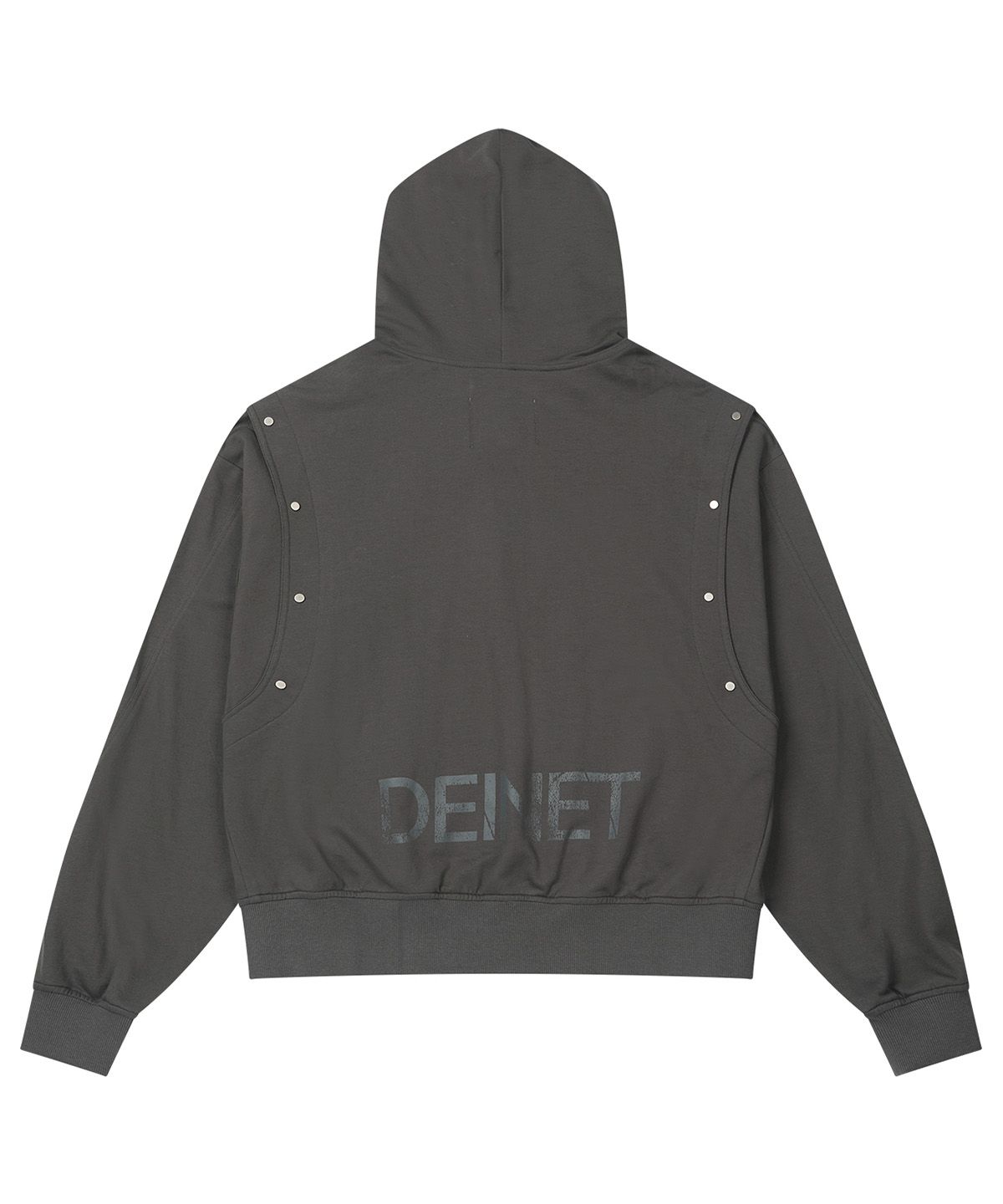 다이닛(DEINET) METAL DETAIL HOOD ZIP UP IN CHARCOAL