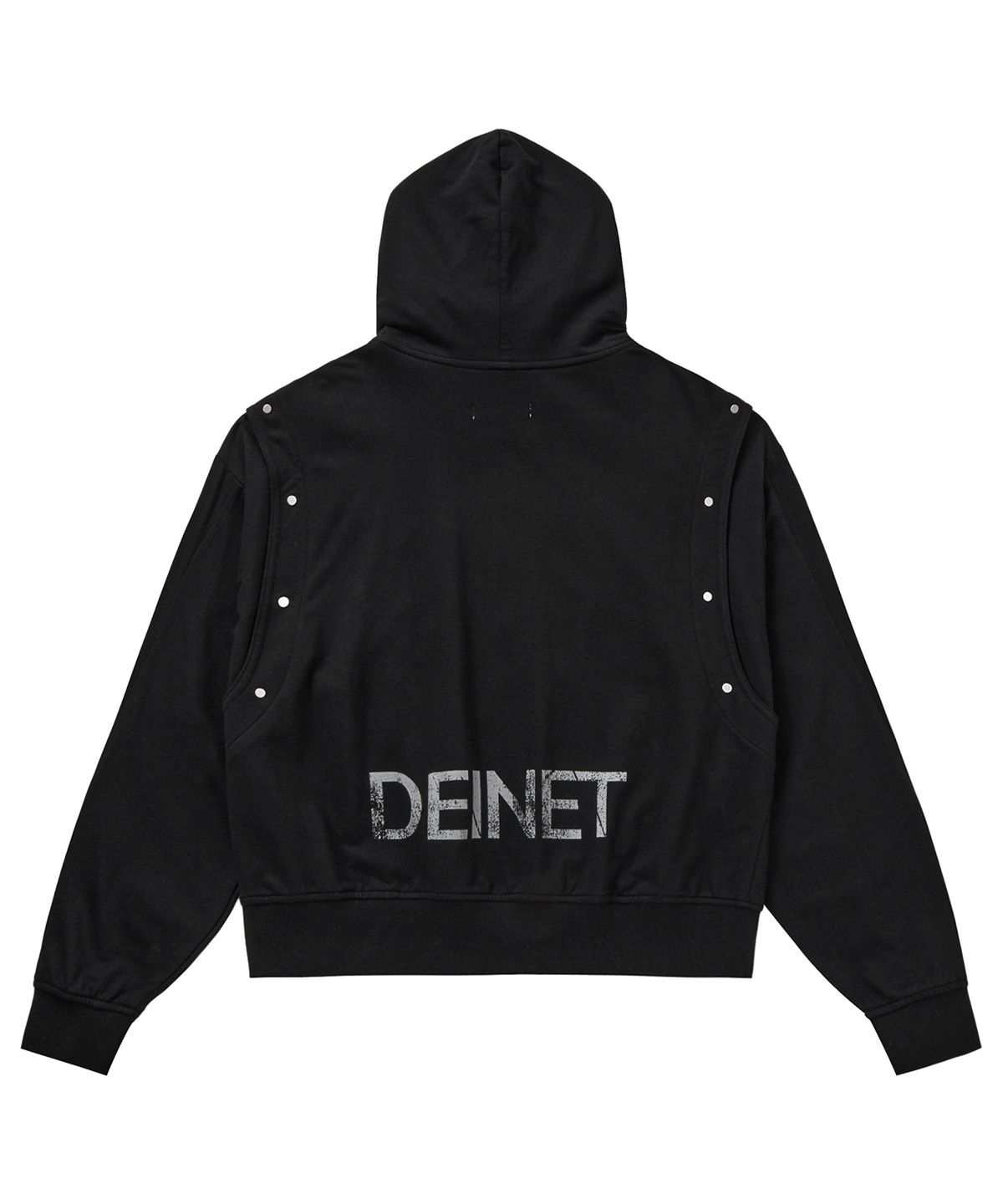 다이닛(DEINET) METAL DETAIL HOOD ZIP UP IN BLACK