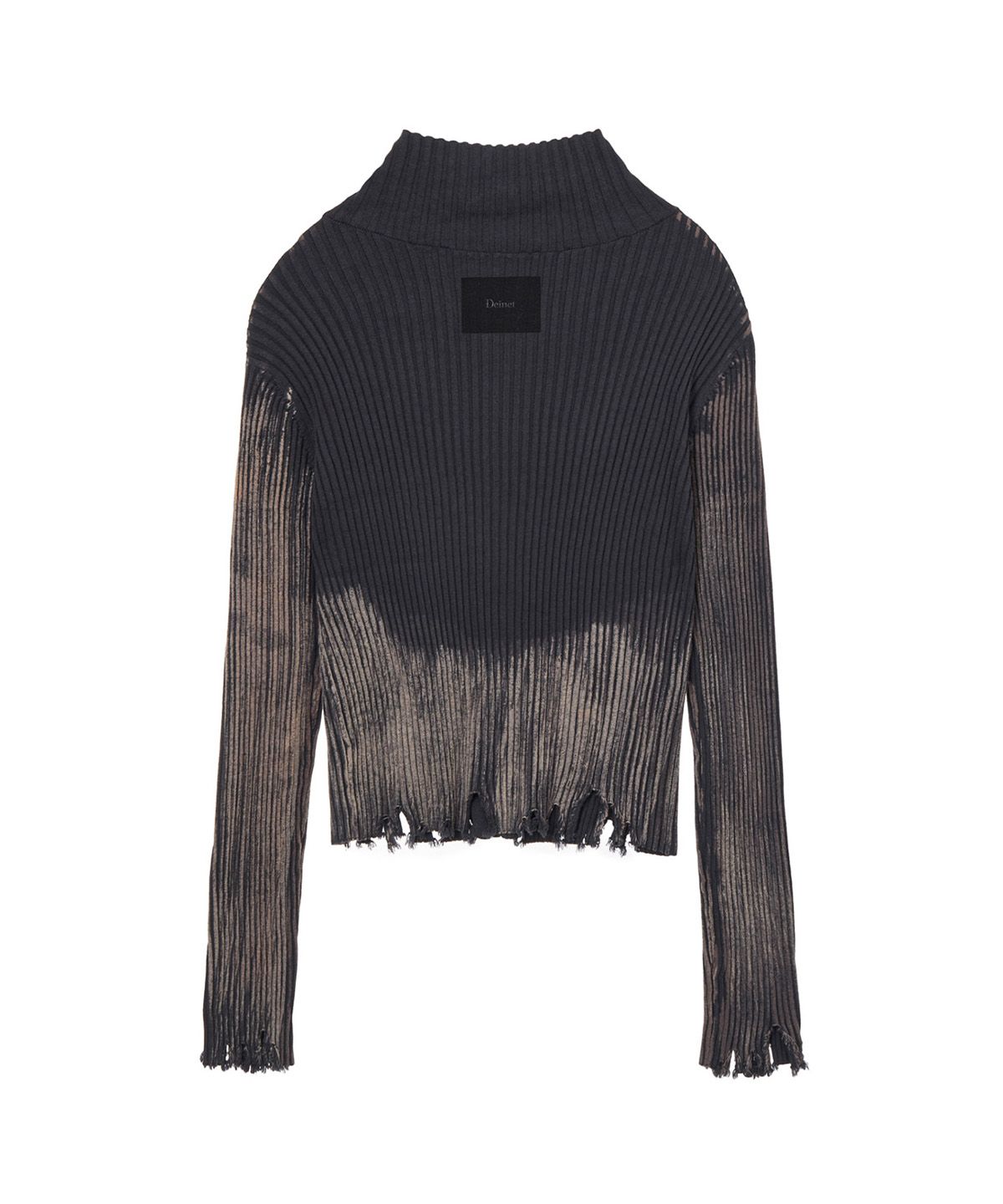 다이닛(DEINET) BRUSH RIBBED KNIT ZIP UP IN CHARCOAL
