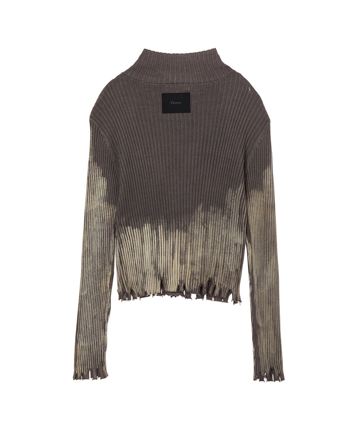 다이닛(DEINET) BRUSH RIBBED KNIT ZIP UP IN BROWN