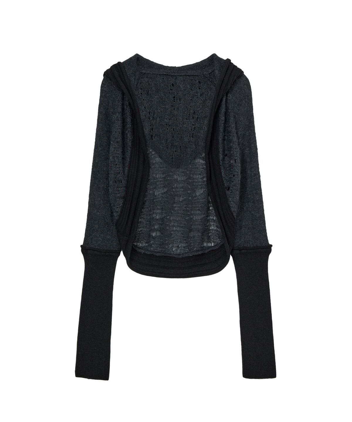 다이닛(DEINET) DISTRESSED SLEEVE WARMER BOLERO KNIT IN CHARCOAL