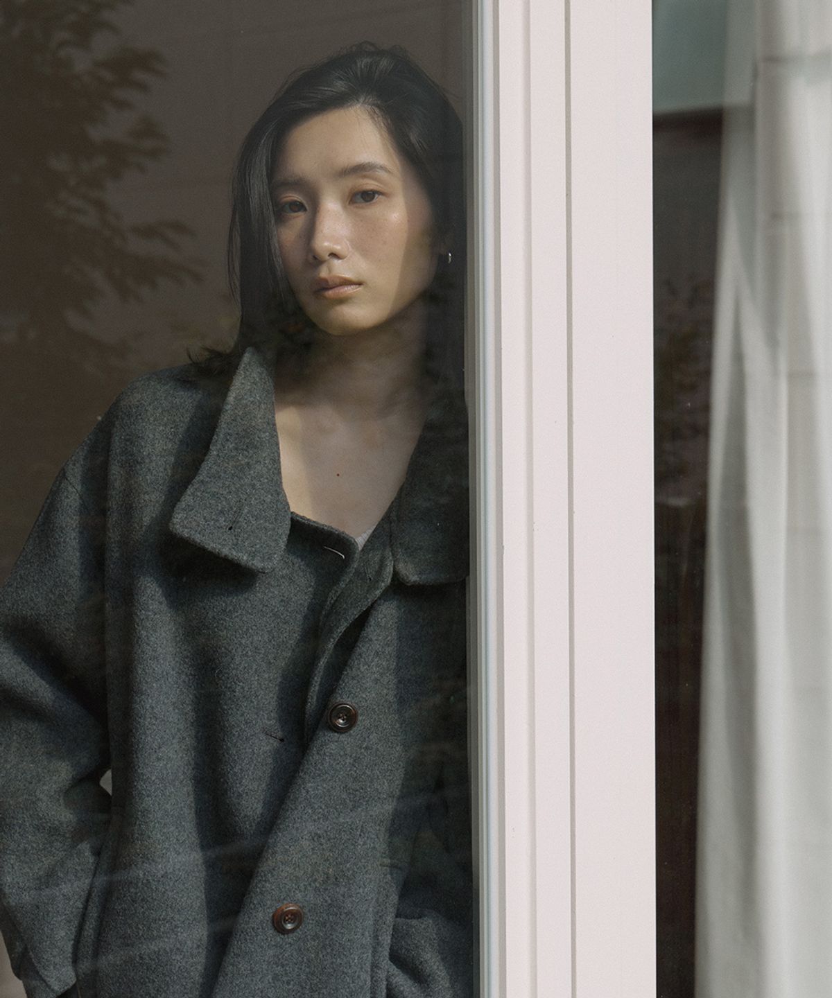 링서울(LINGSEOUL) handmade high neck half coat-charcoal
