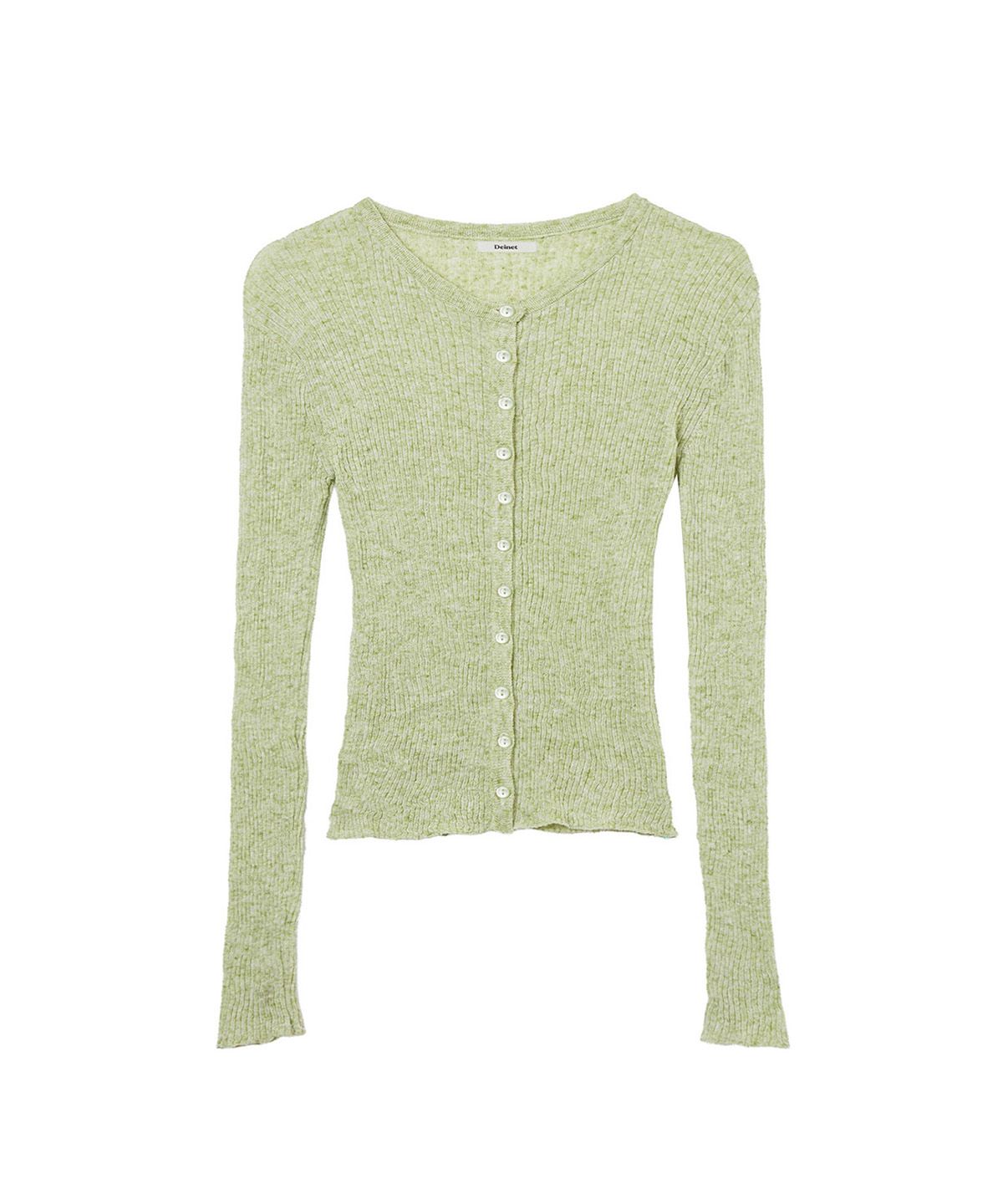 다이닛(DEINET) BUTTON POINT PLEATS CARDIGAN IN GREEN