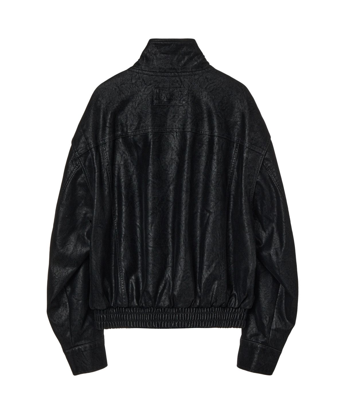 다이닛(DEINET) FAUX BOMBER LEATHER JACKET IN BLACK