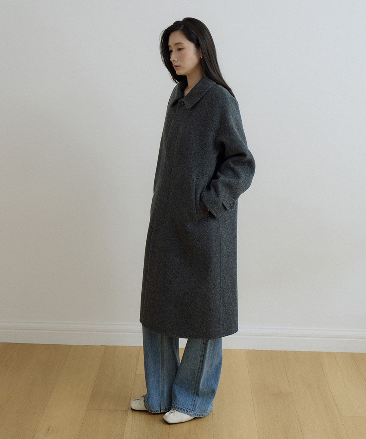 링서울(LINGSEOUL) handmade herringbone coat-charcoal