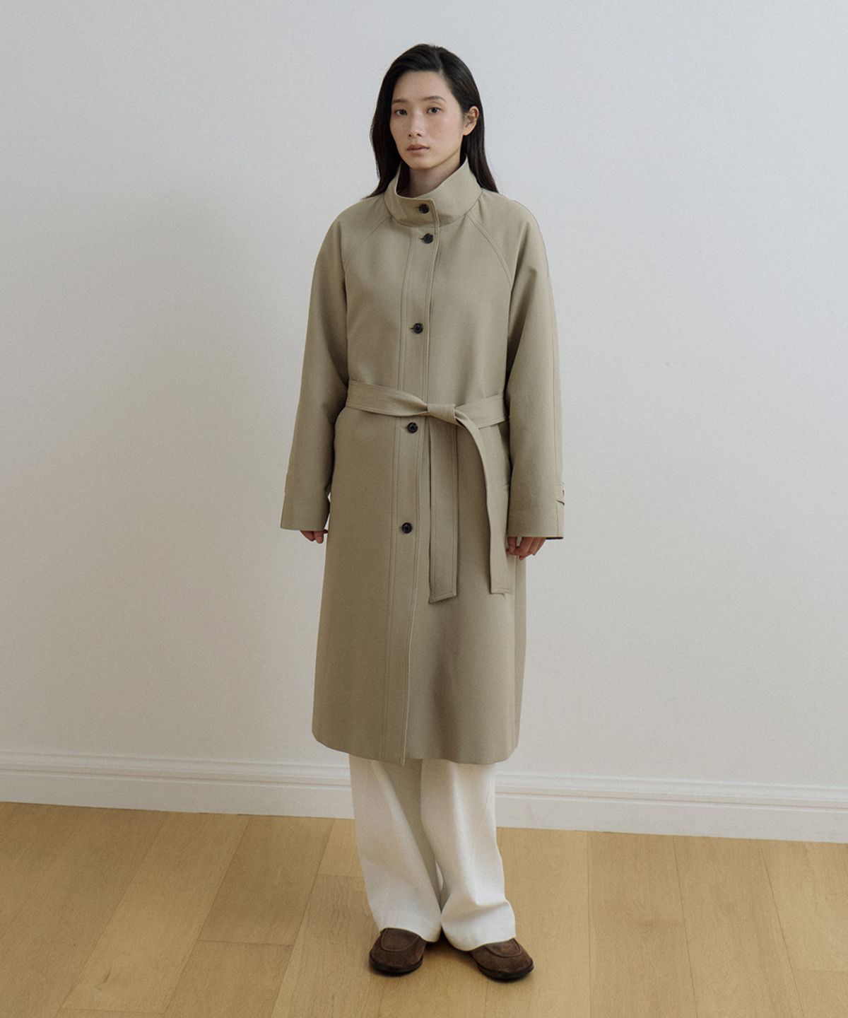 링서울(LINGSEOUL) high neck trench coat-beige