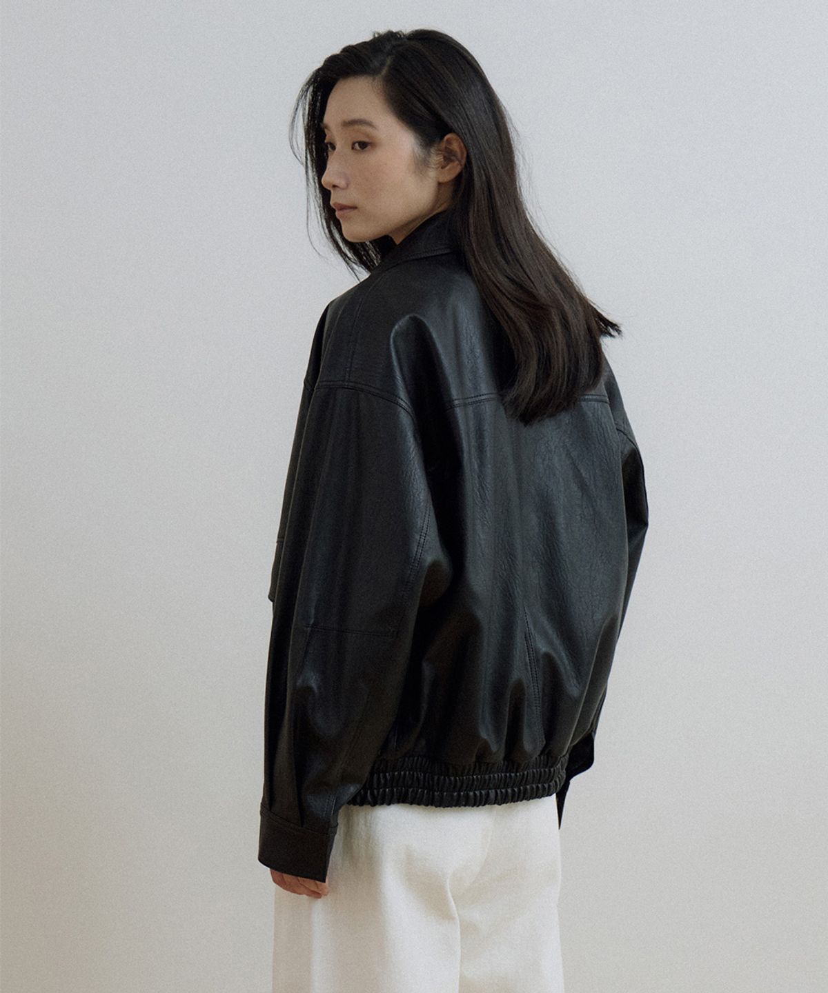 링서울(LINGSEOUL) out pocket leather blouson-black