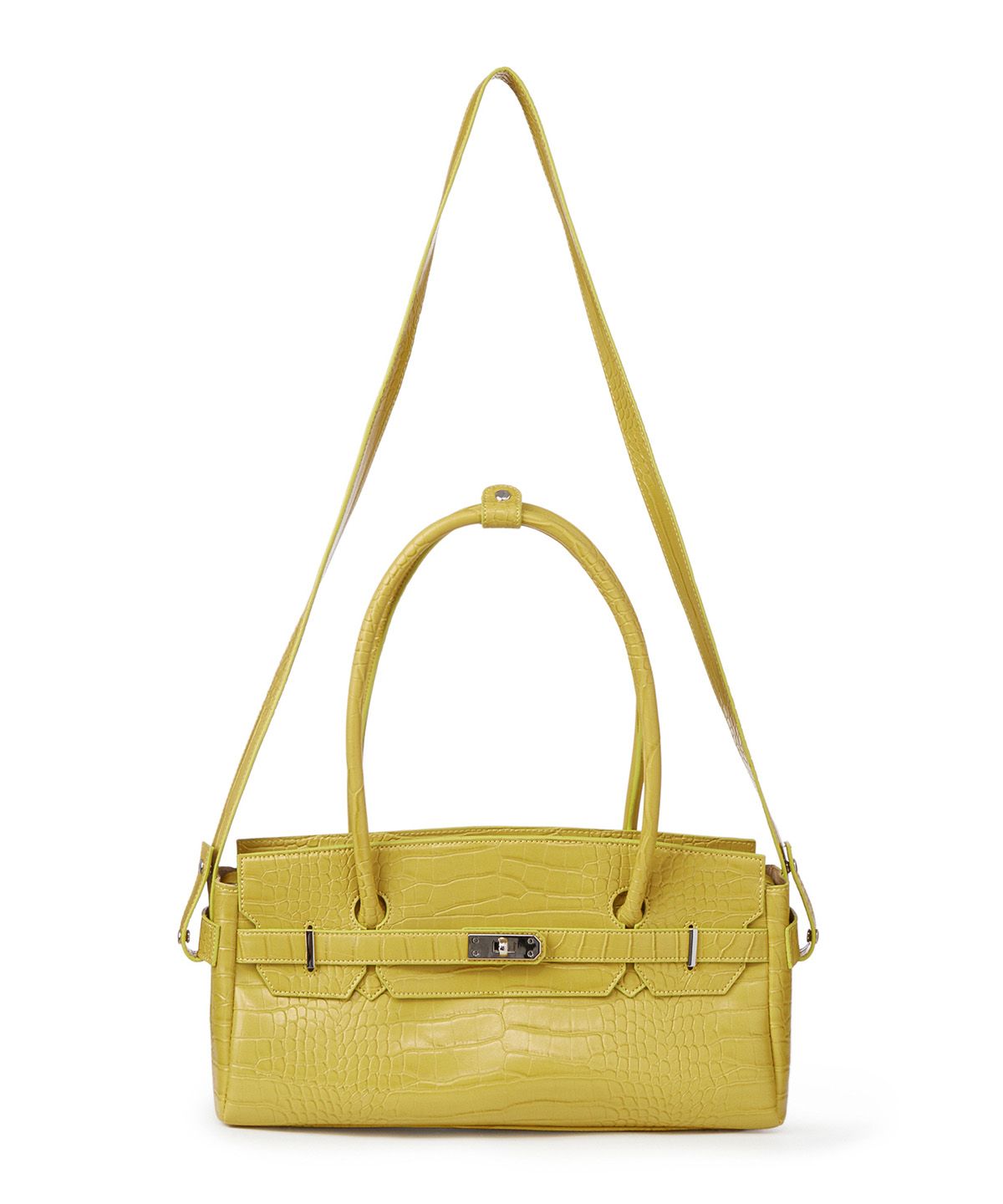 다이닛(DEINET) CROCODILE PATTERN TWO-WAY BAG IN MUSTARD
