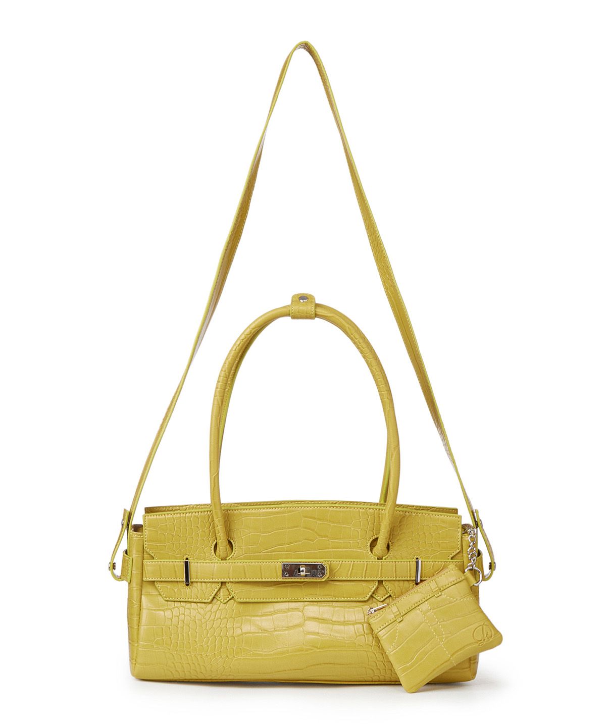다이닛(DEINET) CROCODILE PATTERN TWO-WAY BAG IN MUSTARD