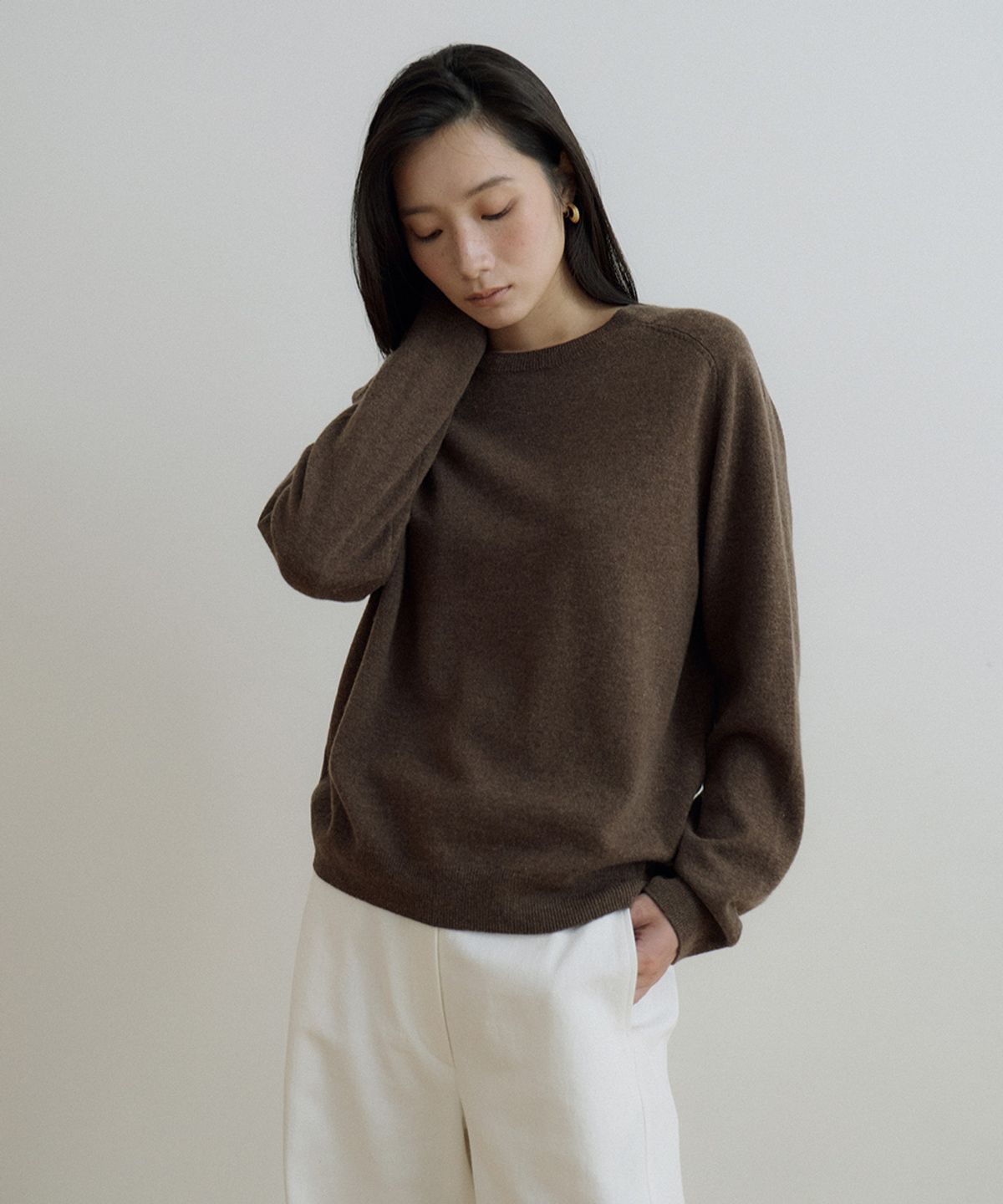 링서울(LINGSEOUL) wool raglan knit-brown