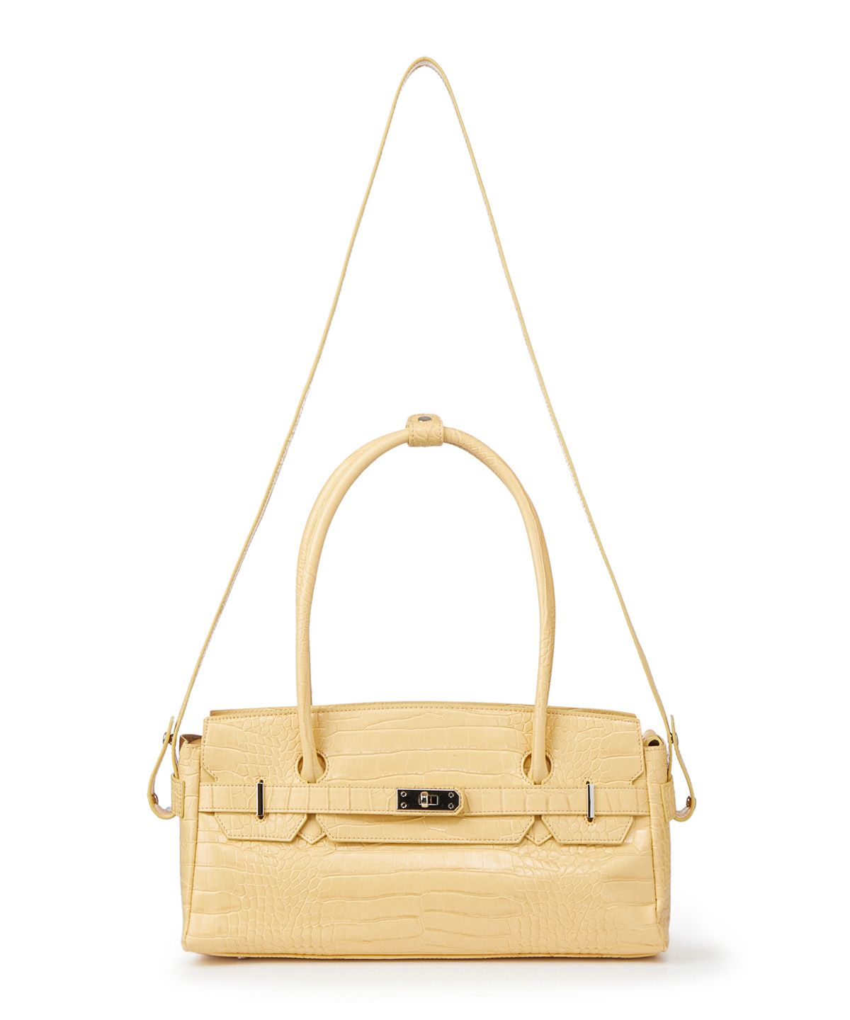 다이닛(DEINET) CROCODILE PATTERN TWO-WAY BAG IN BUTTER