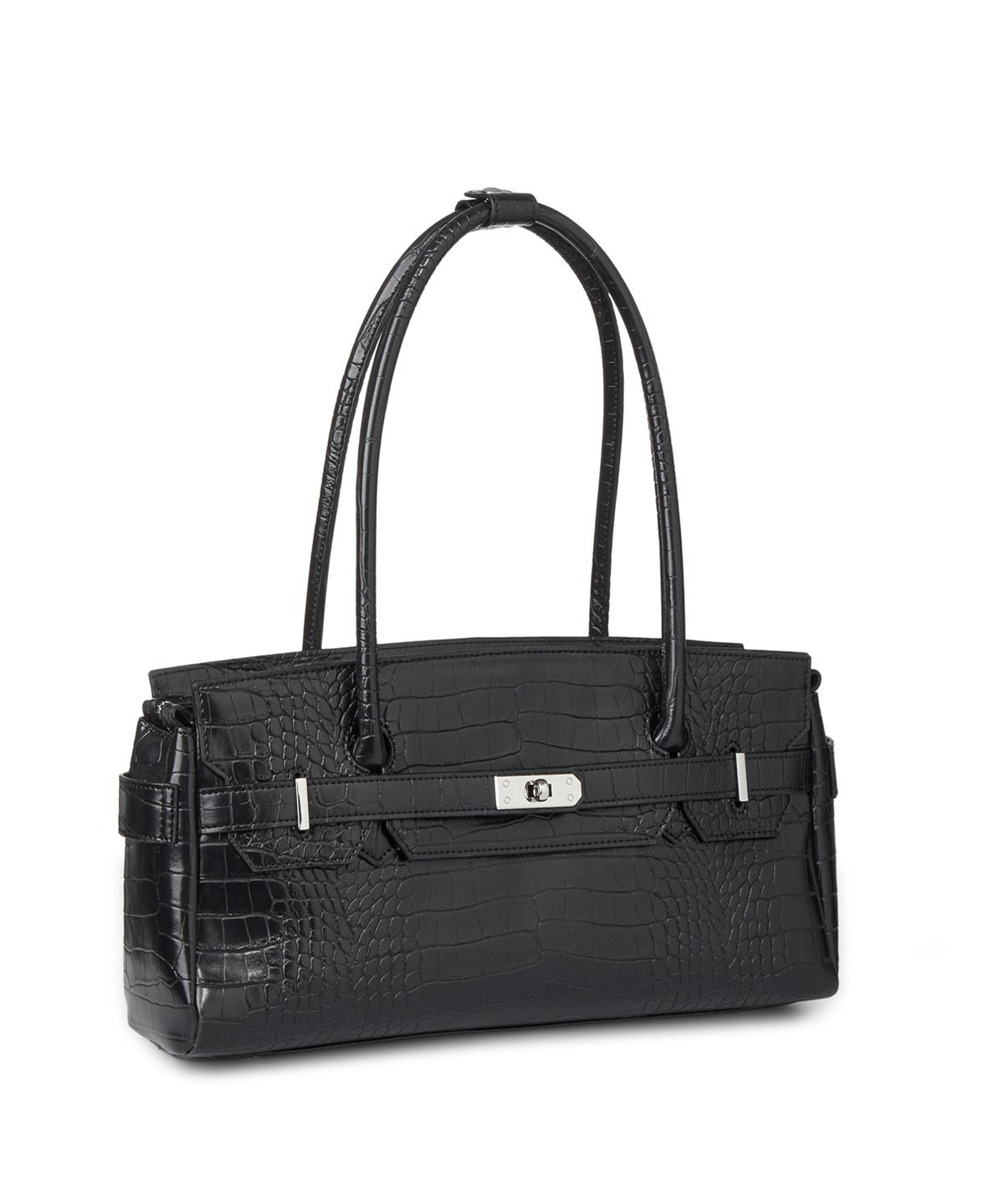 다이닛(DEINET) CROCODILE PATTERN TWO-WAY BAG IN BLACK
