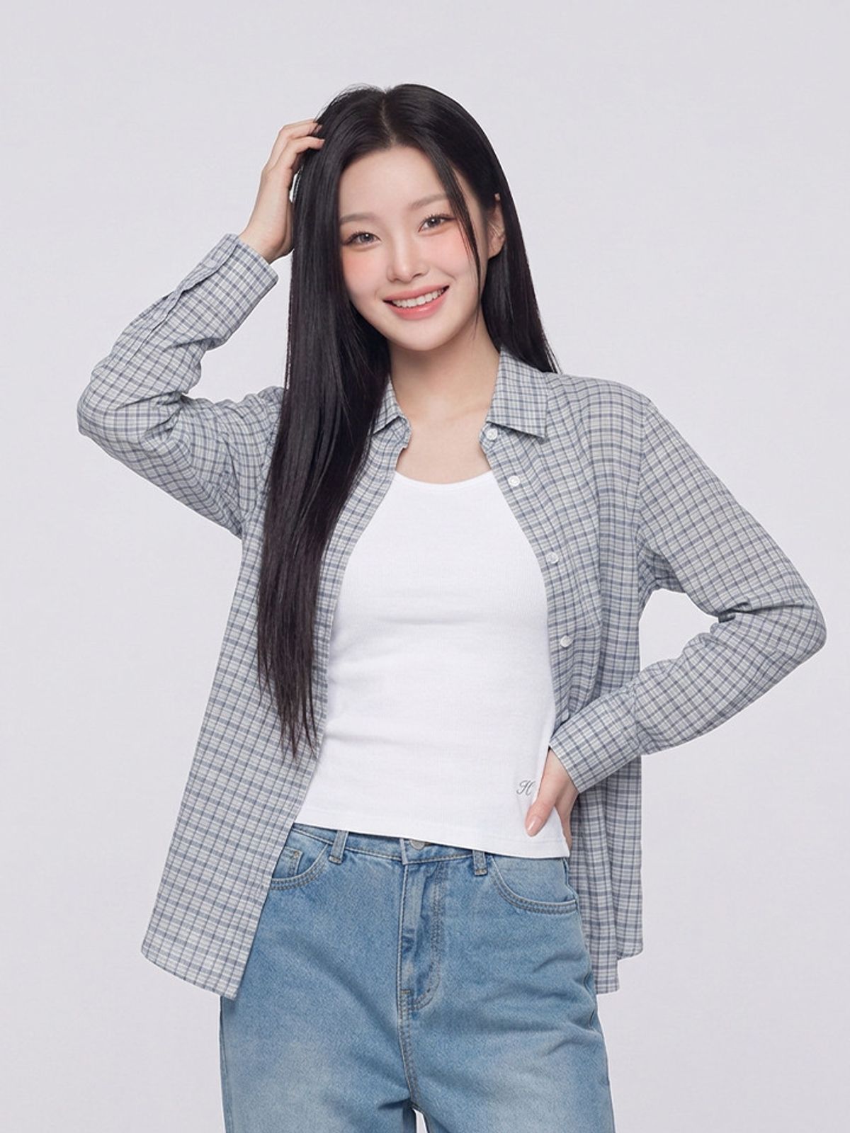 행텐(HANGTEN) 여성 체크 스탠다드 셔츠_212(10580-120-605-09)