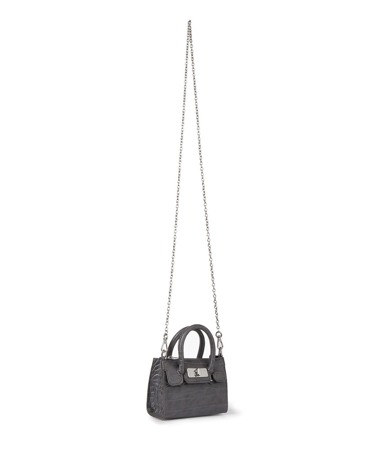 다이닛(DEINET) CROCODILE PATTERN CHAIN MINI BAG IN CHARCOAL