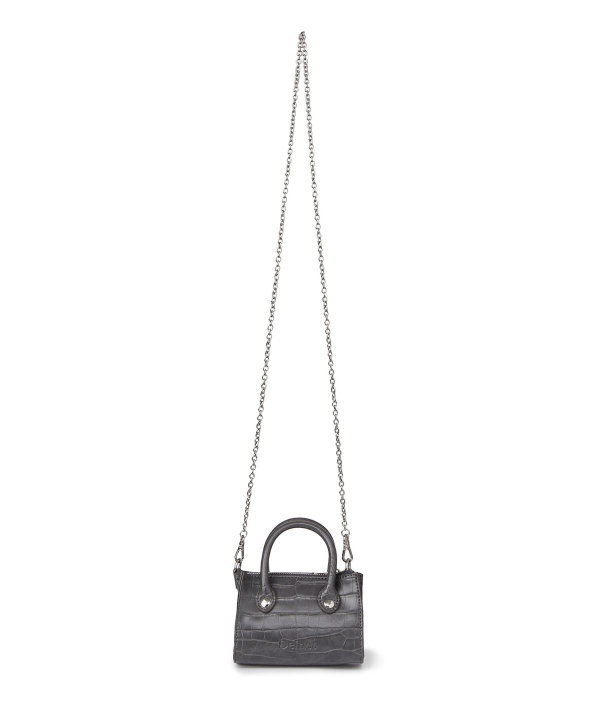다이닛(DEINET) CROCODILE PATTERN CHAIN MINI BAG IN CHARCOAL