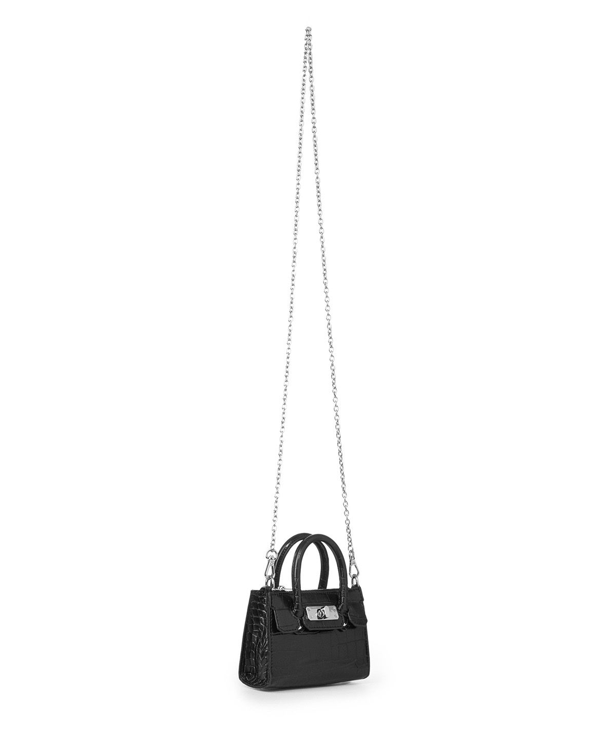 다이닛(DEINET) CROCODILE PATTERN CHAIN MINI BAG IN BLACK