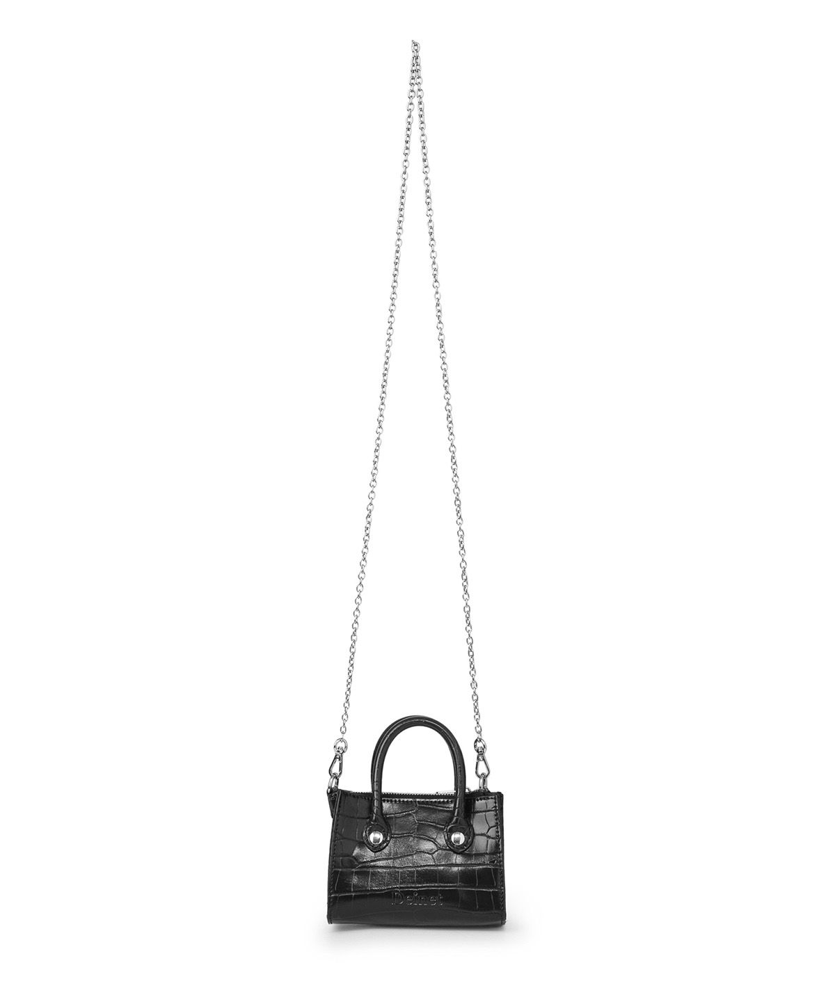 다이닛(DEINET) CROCODILE PATTERN CHAIN MINI BAG IN BLACK