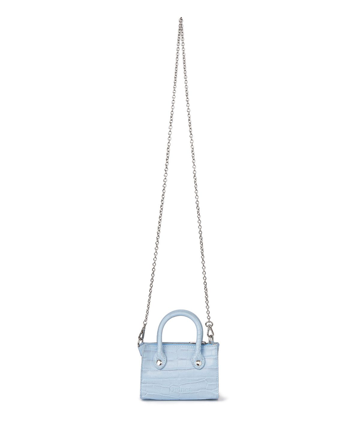 다이닛(DEINET) CROCODILE PATTERN CHAIN MINI BAG IN ICE BLUE