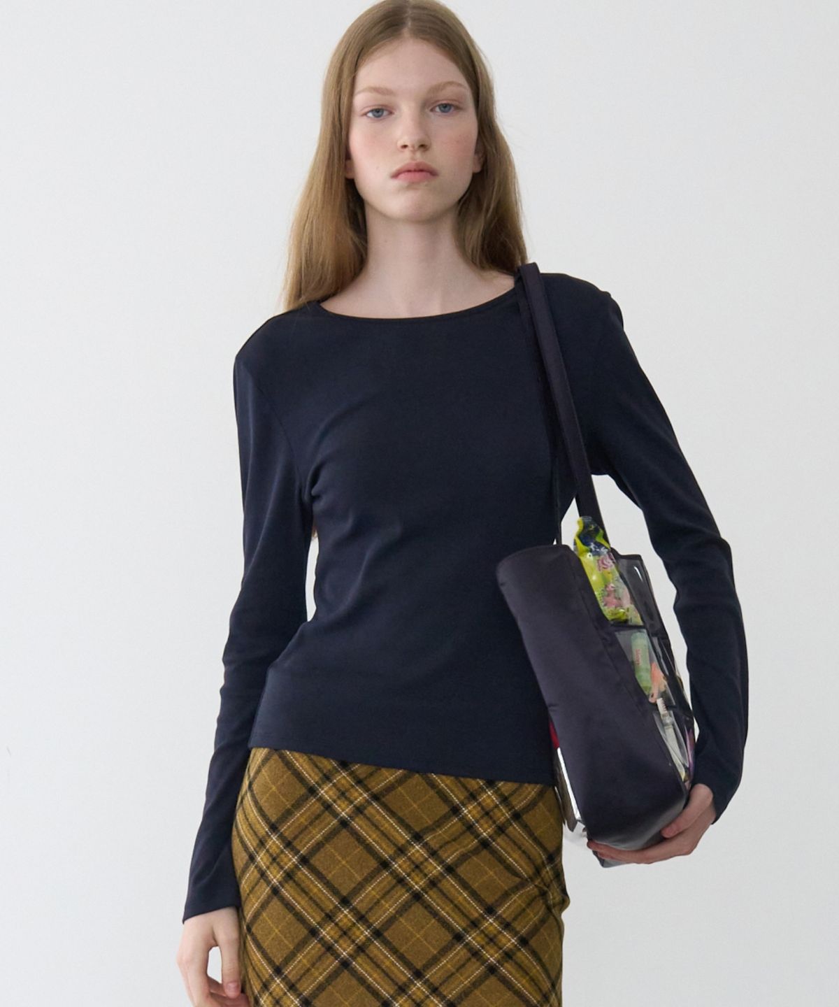 문선 아카이브(MOONSUN ARCHIVE) MJ Slim Fit Long Sleeve T-Shirt / NAVY