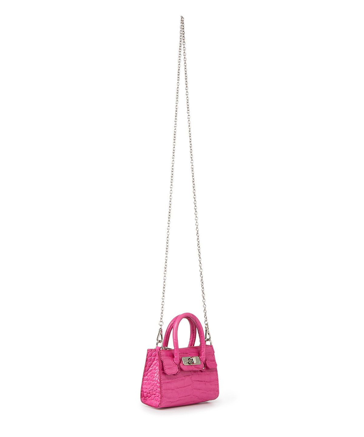 다이닛(DEINET) CROCODILE PATTERN CHAIN MINI BAG IN HOT PINK
