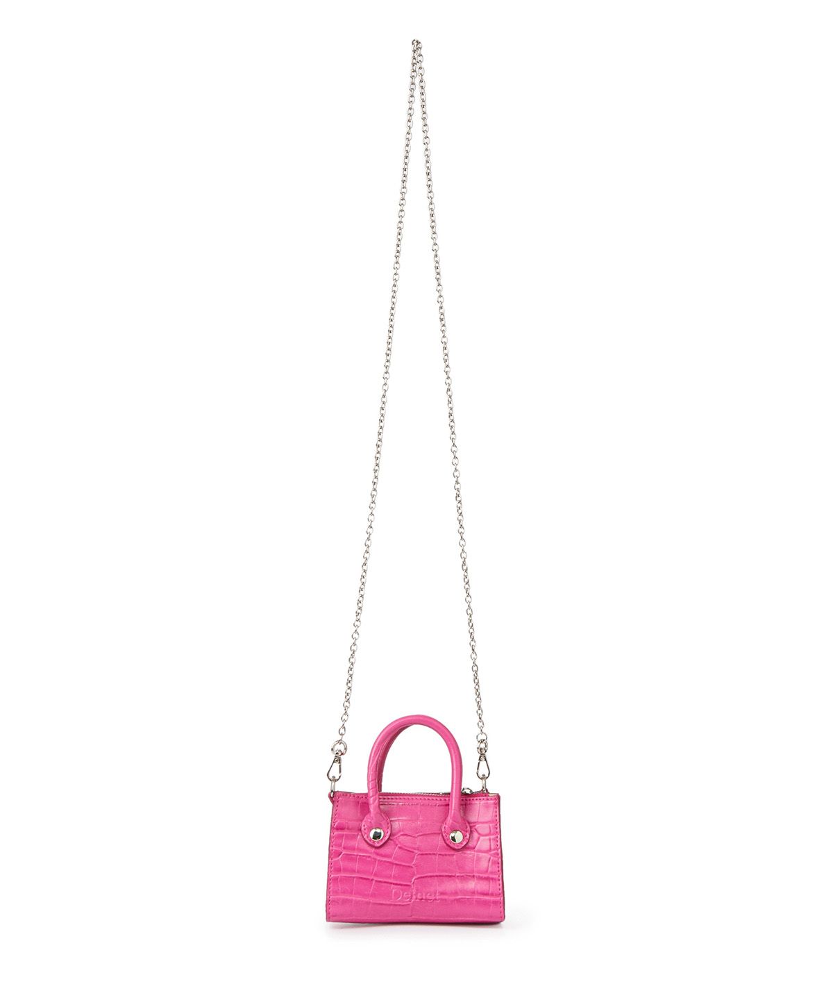 다이닛(DEINET) CROCODILE PATTERN CHAIN MINI BAG IN HOT PINK