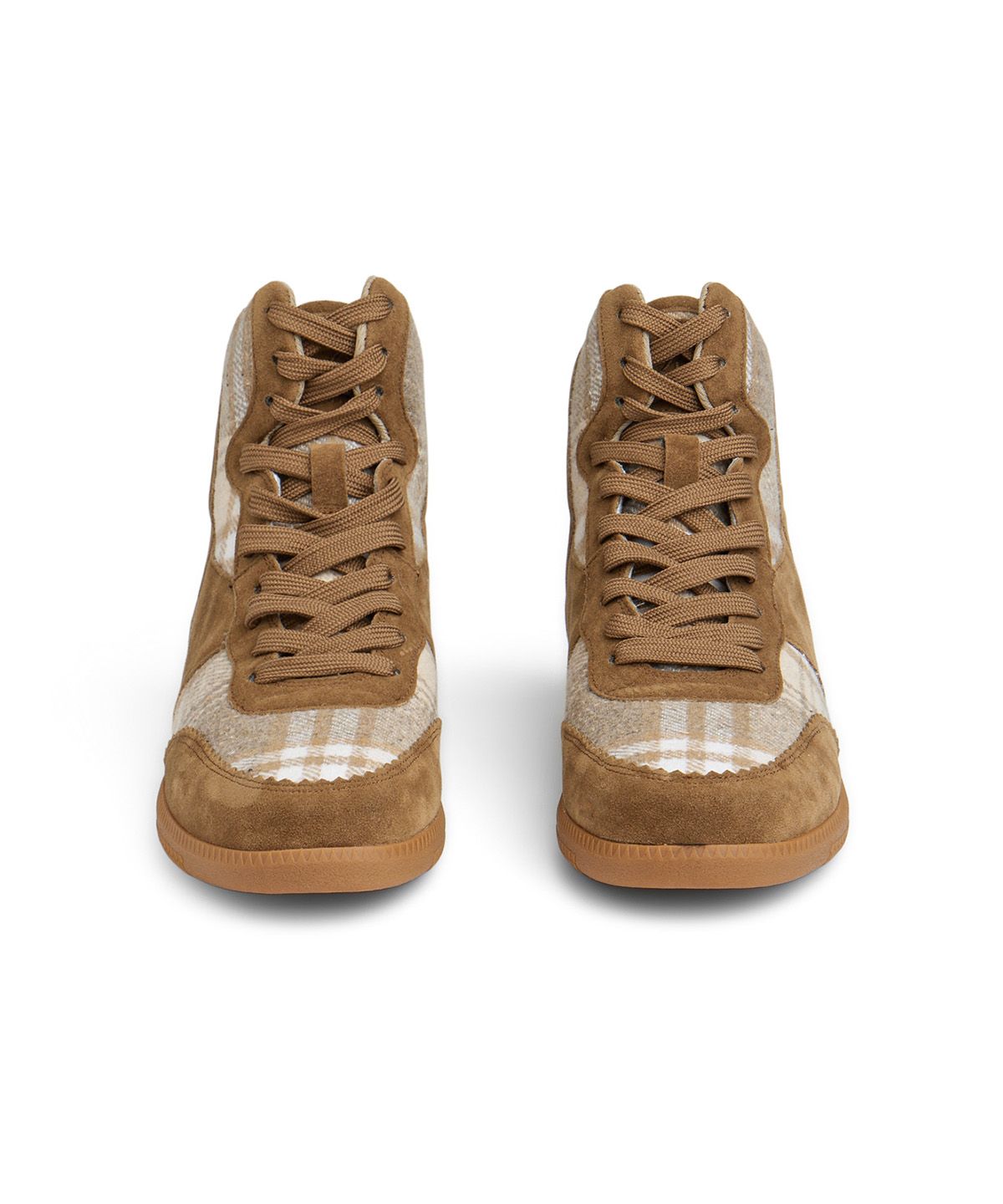 다이닛(DEINET) CHECKERED HIGH TOP SNEAKERS IN BEIGE