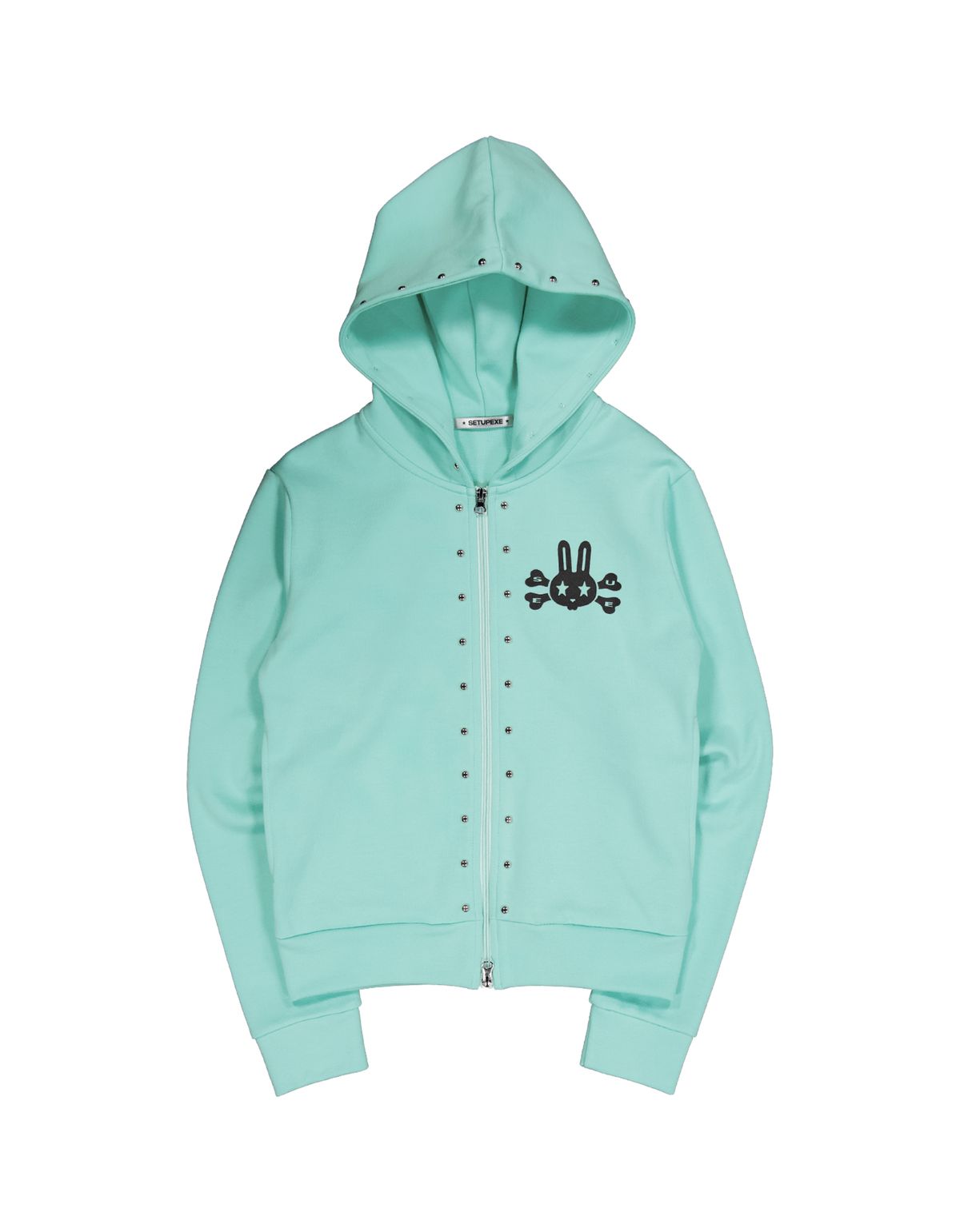 셋업이엑스이(SETUP-EXE) SKULL RABBIT SLIM HOODIE ZIP-UP / MINT