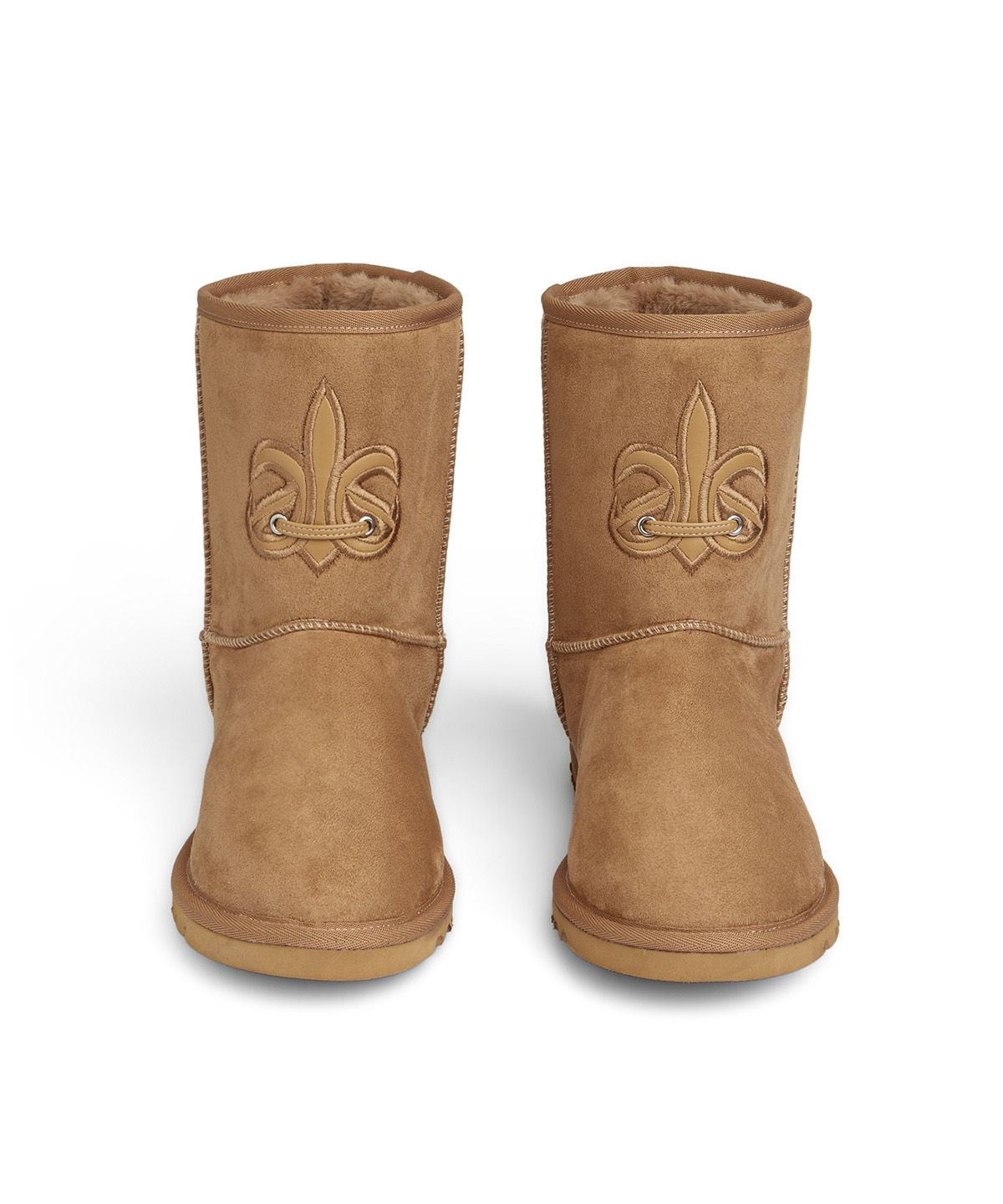 다이닛(DEINET) PATCH COLOR FAUX SUEDE BOOTS IN CAMEL