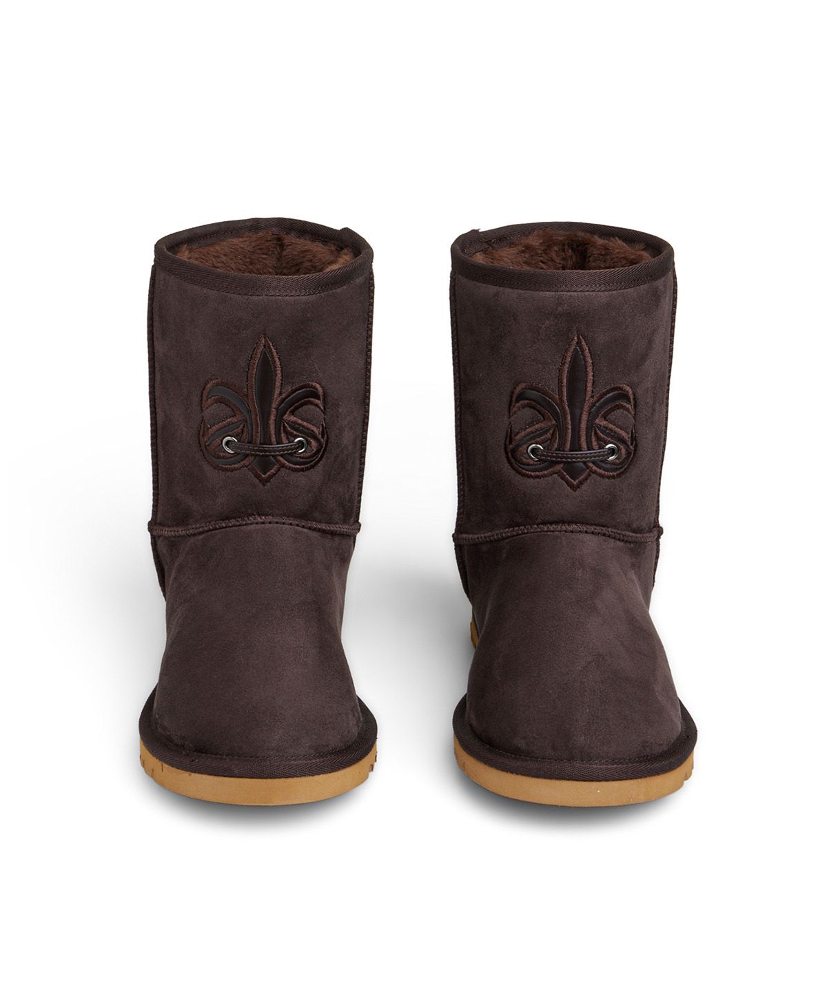 다이닛(DEINET) PATCH COLOR FAUX SUEDE BOOTS IN BROWN